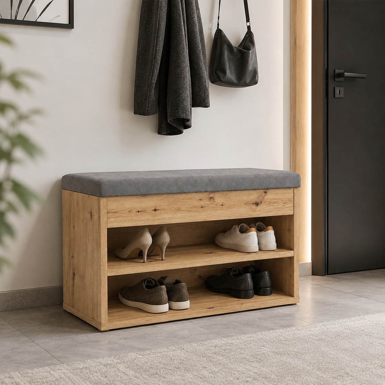 GOODproduct Schuhbank »Schuchschrank 60,  Schuhregal, Schuhtruhe, Schuhkommode, Sitzbank« Inkl. bequemem Sitzkissen mit Stauraum darunter