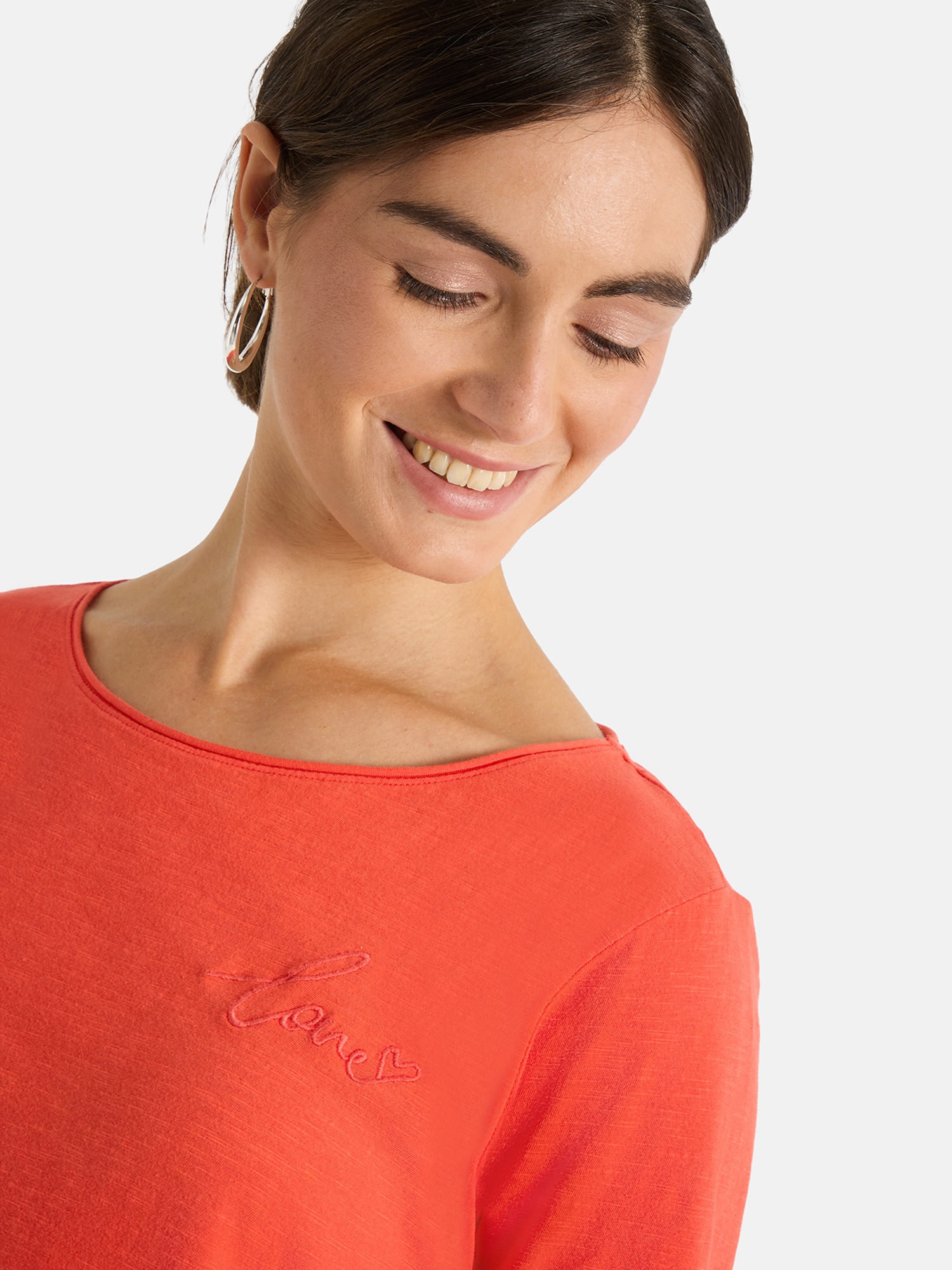 Lieblingsstück Shirt à col rond »CandiceEP« mit Statement-Stickerei und im Batik-Look