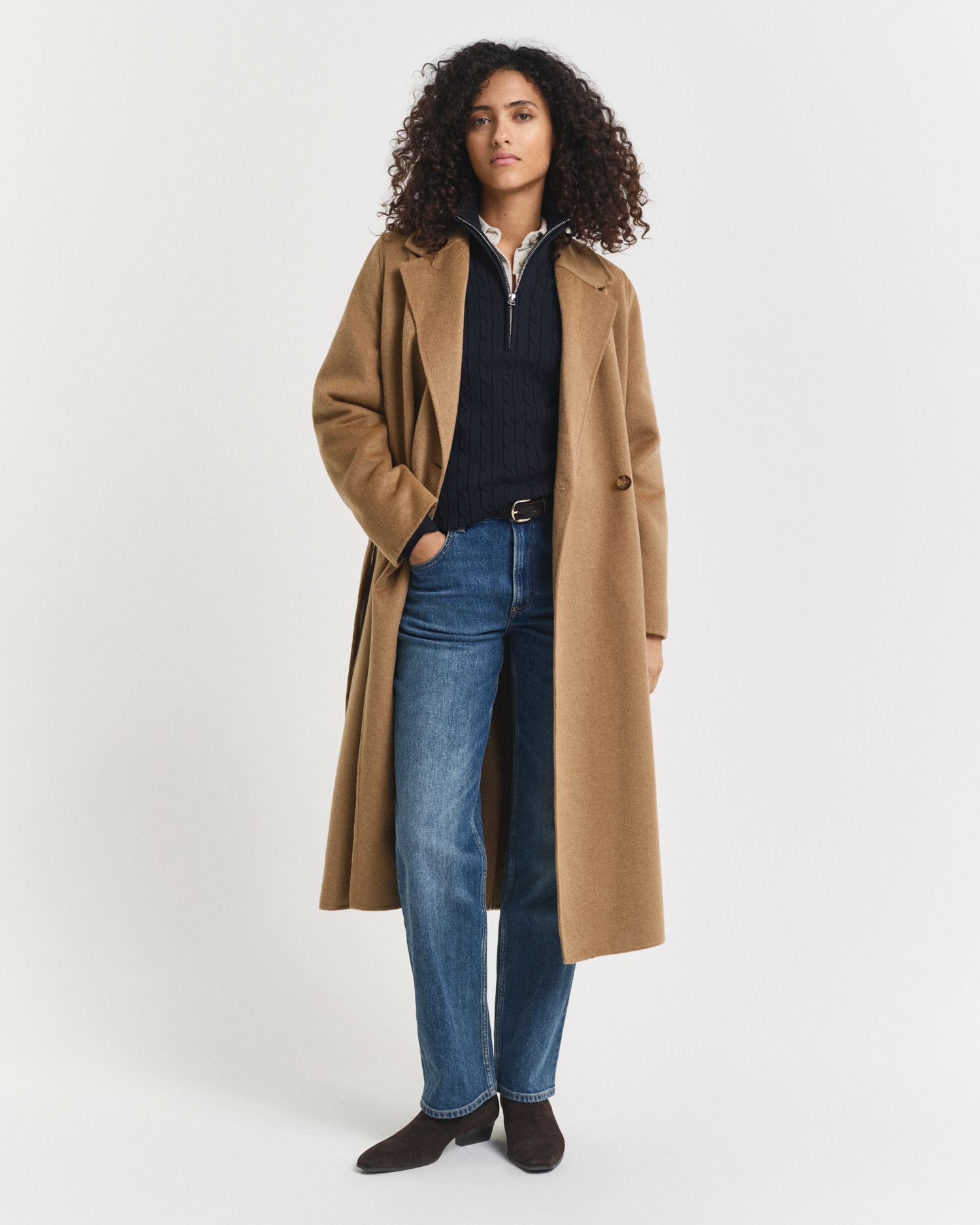 Gant Pull en tricot »STRETCH COTTON CABLE HALF-ZIP« avec encolure ronde