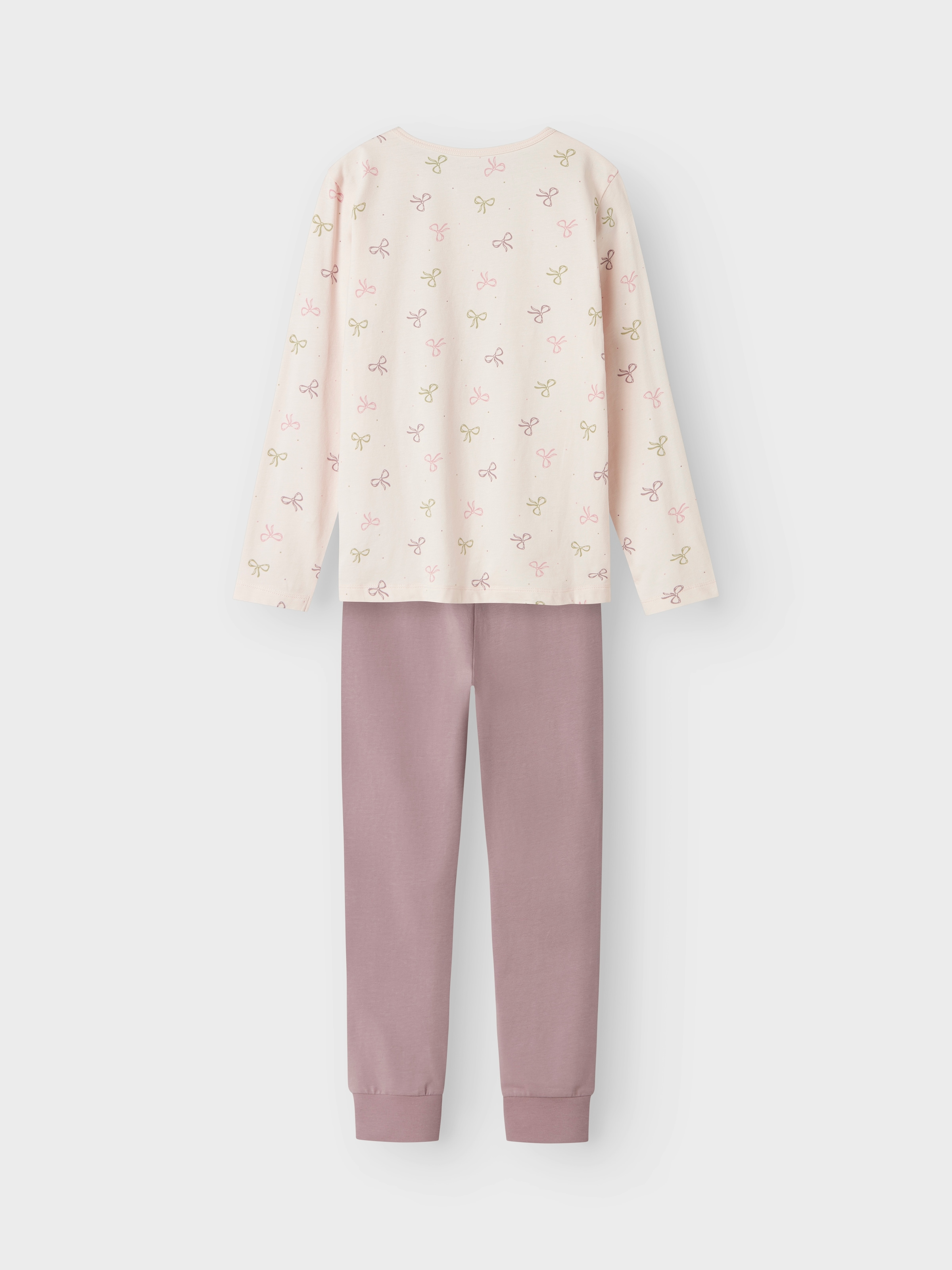 Name It Schlafanzug »NKFNIGHTSET BARELY PINK BOW NOOS« Set, 2 tlg. mit Alloverprint im Oberteil