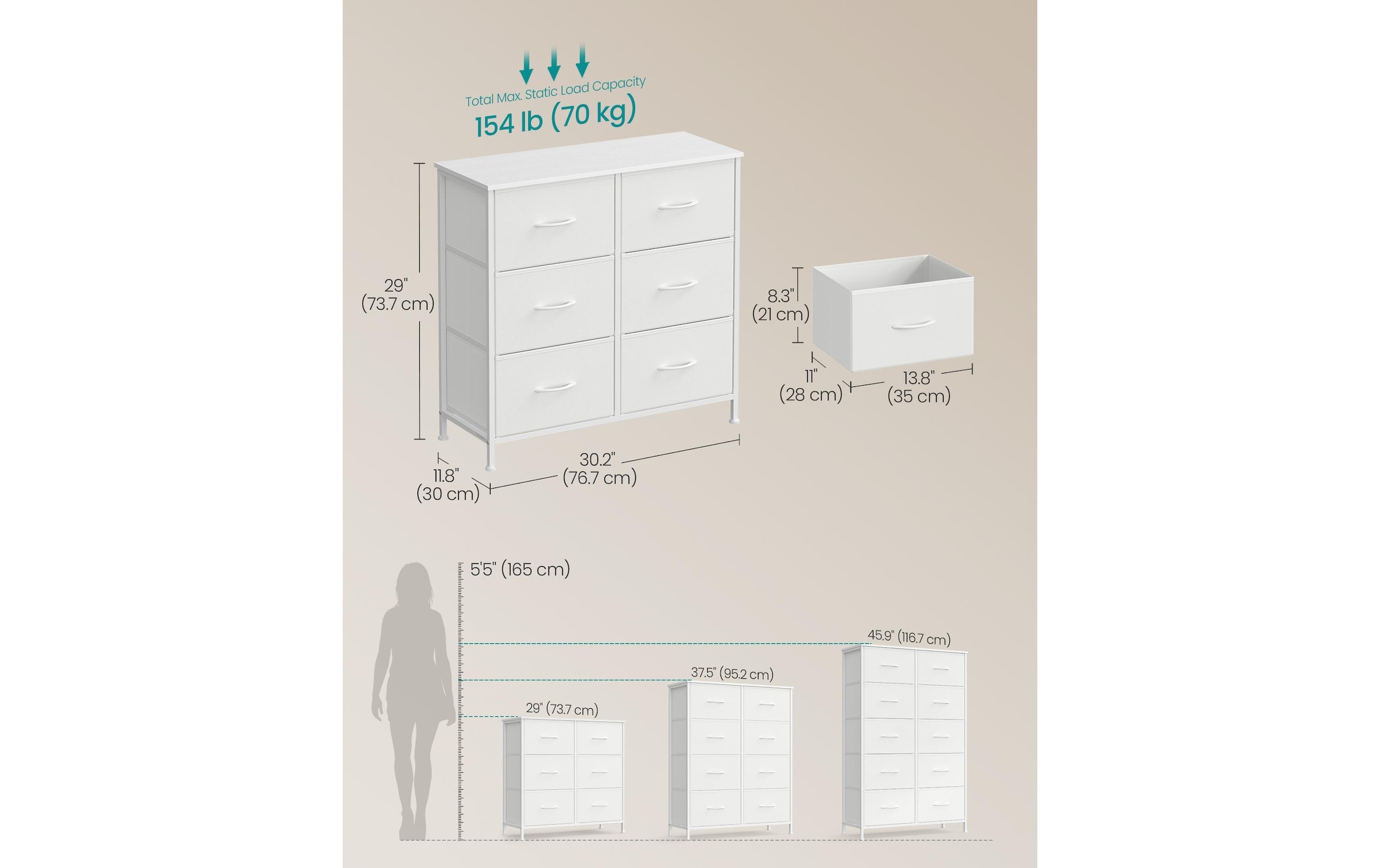 SONGMICS Kommode »73.7 x 76.7 cm«