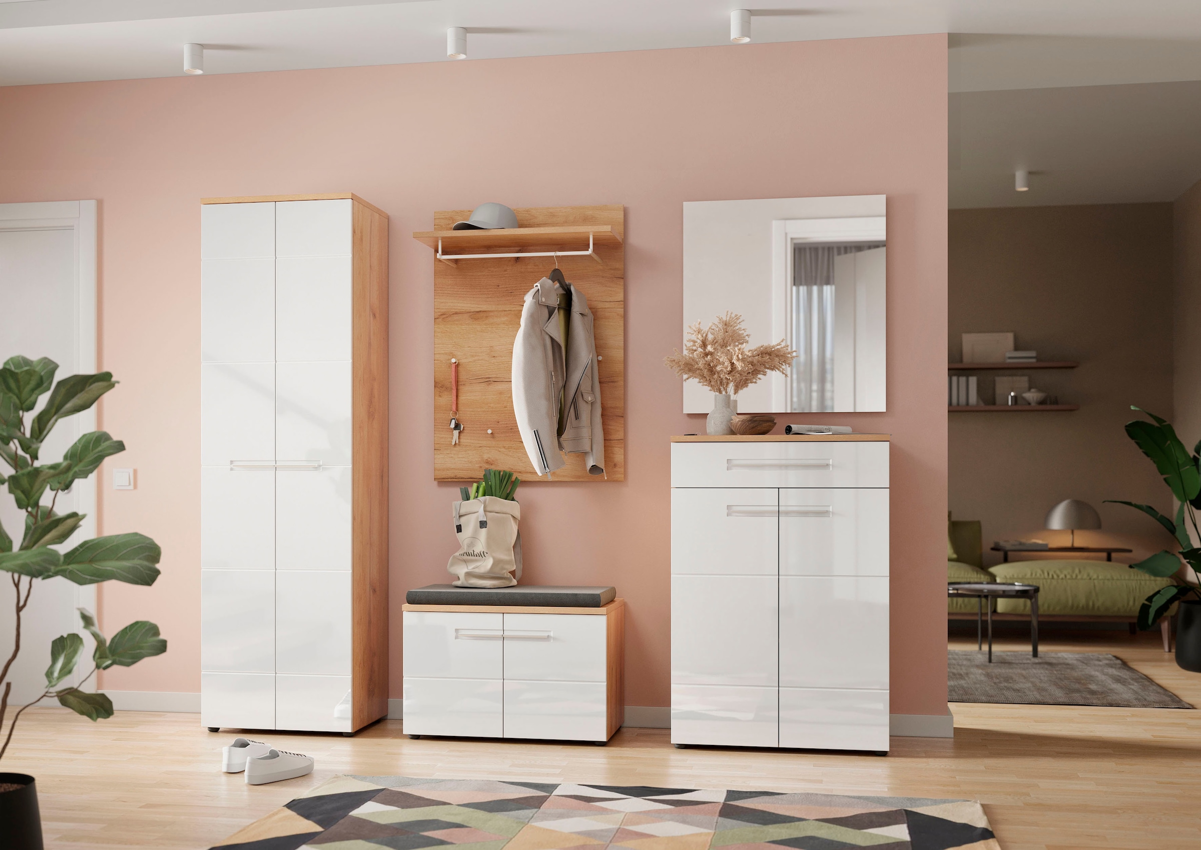 GERMANIA Panneau de vestiaire »Aledo« mit Ablageboden, Kleiderstange und -haken aus Metall