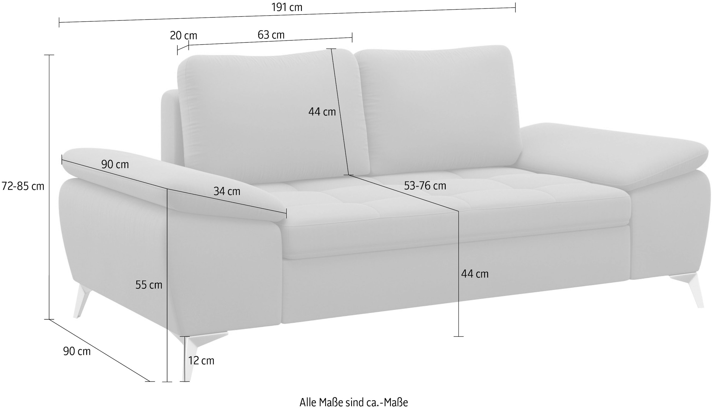 sit&more 2-Sitzer »Latigo« mit hochwertigen Metallfüssen