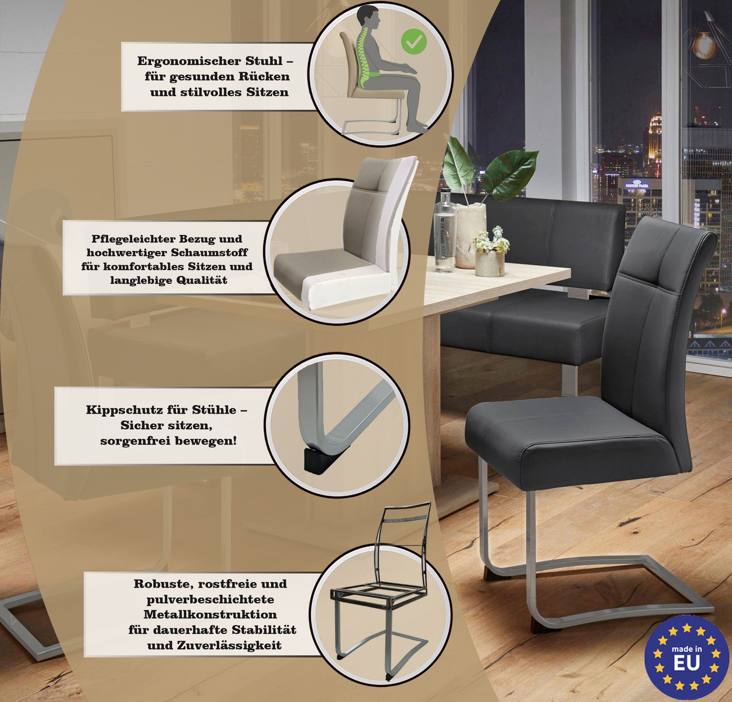 Home affaire Chaise cantilever »Rab« (Set) 2 cuisBezug in verschiedenen Qualitäten, maximale Belastbarkeit 120 kg