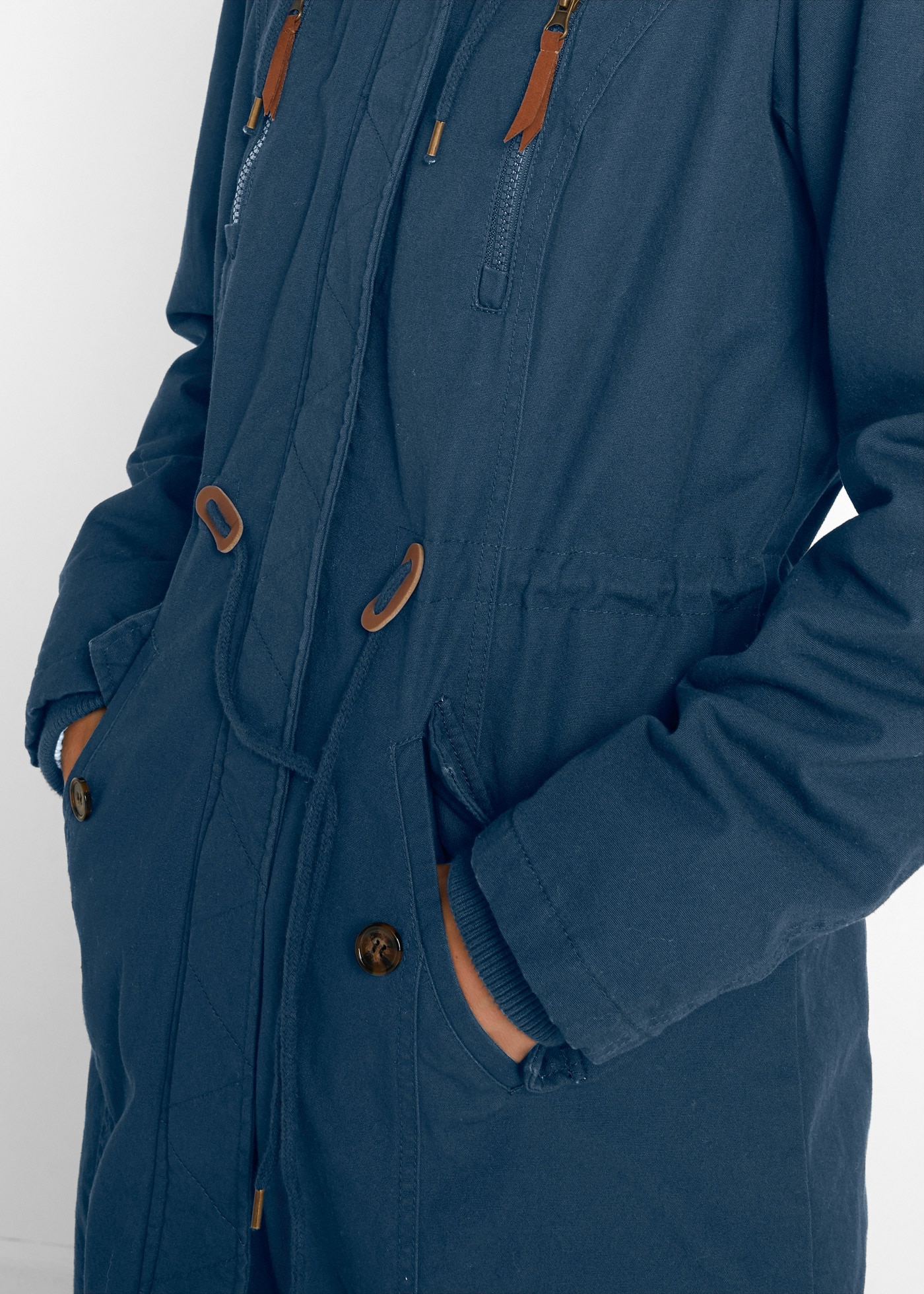 bonprix Parka mit Kapuze Regular Fit, mit Kapuze mit Fellimitat, mit Stehkragen