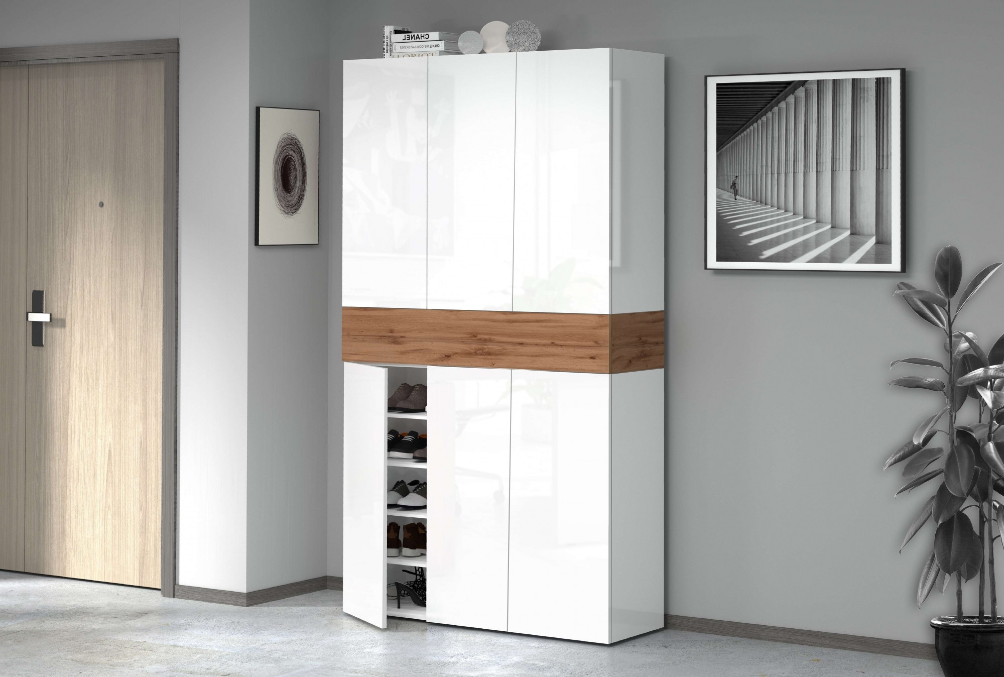 Home affaire Schuhschrank »Savona« Höhe 200cm, 12 Einlegeböden, 21 Fächer