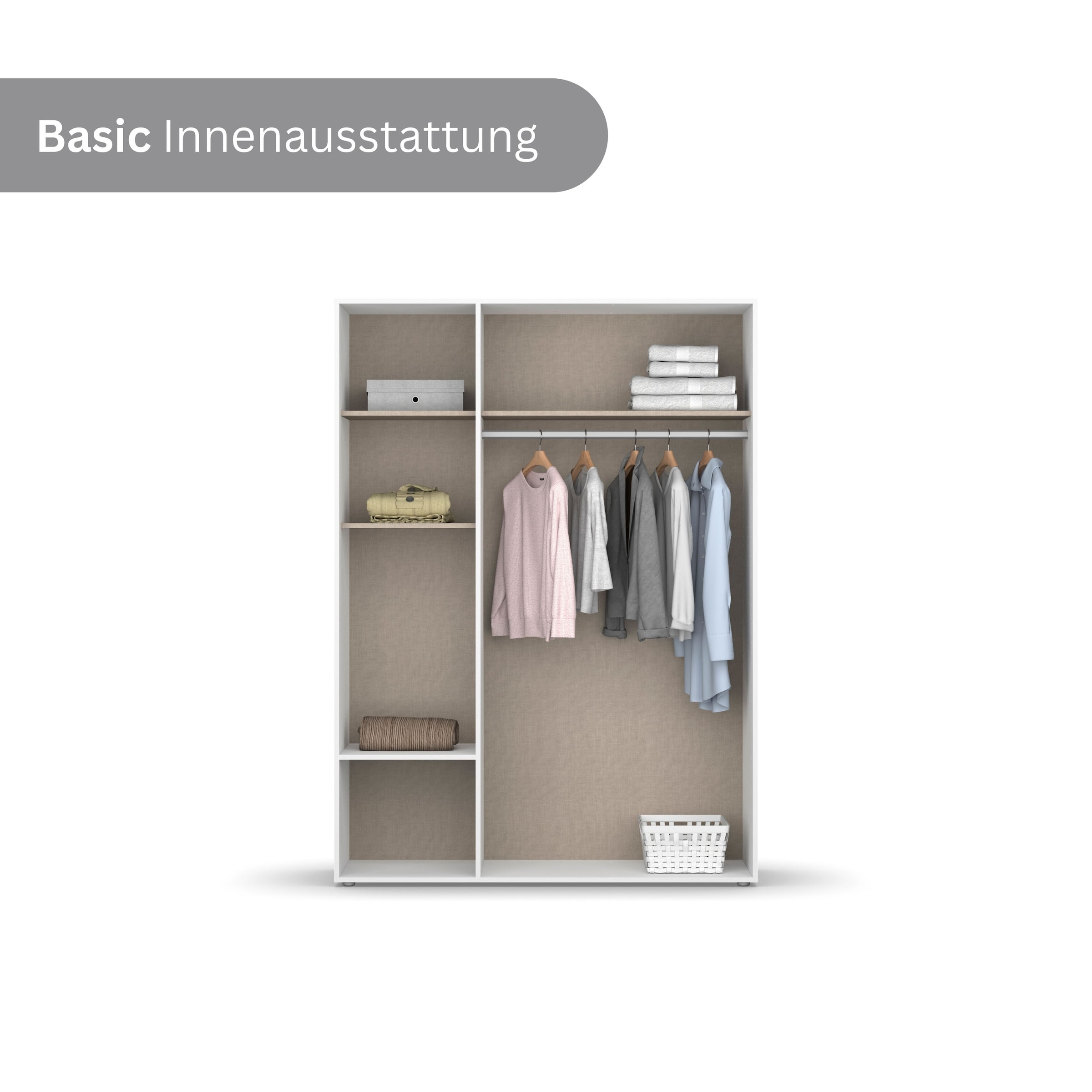 rauch Drehtürenschrank »Kleiderschrank Schrank Garderobe Wäscheschrank NABILA viel Stauraum« in 3 verschiedenen Ausstattungen BASIC/CLASSIC/PREMIUM,  mit 2 Schubladen und Push-to-Open Funktion TOPSELLER MADE IN GERMANY