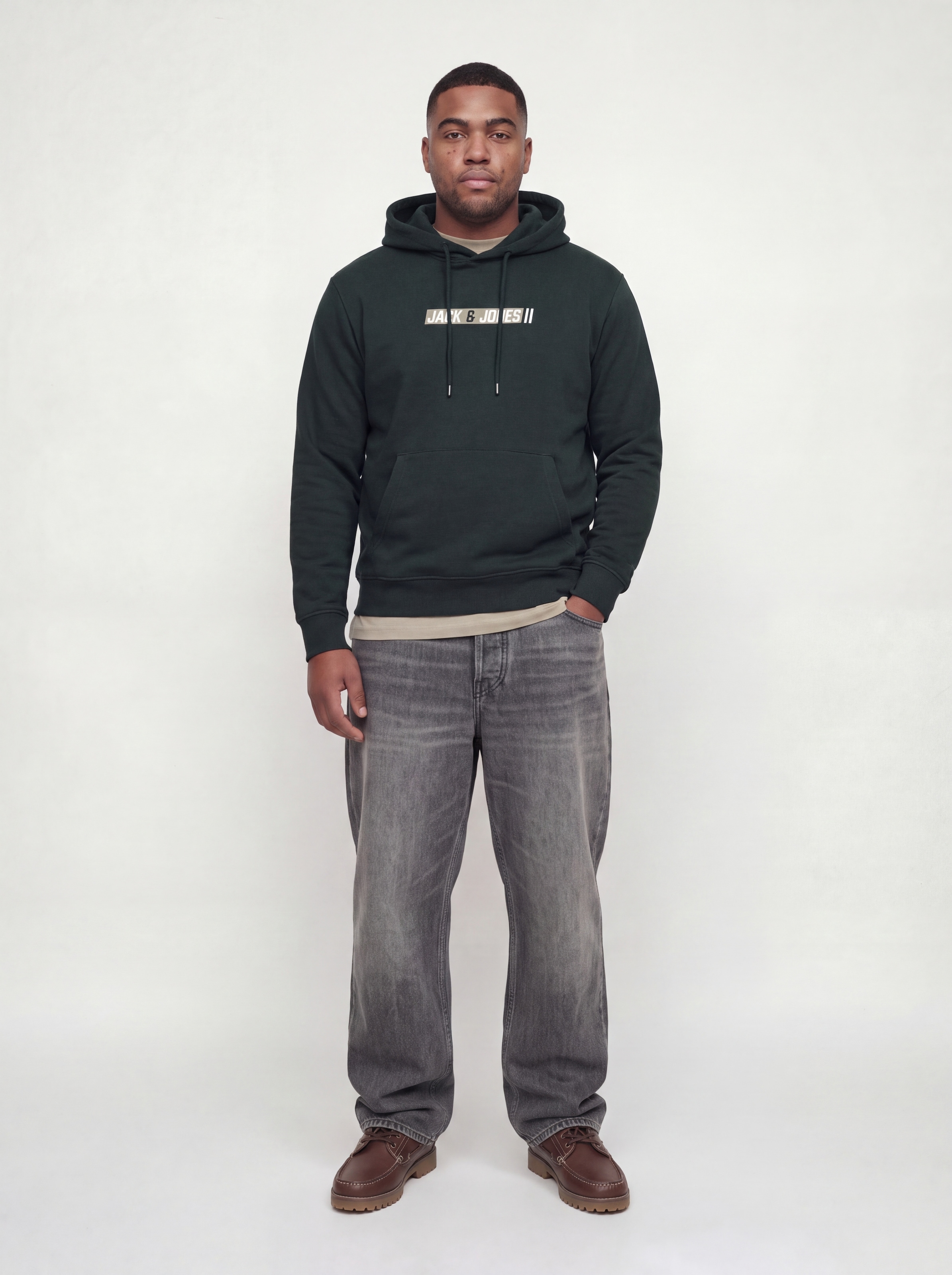 Jack & Jones PlusSize Sweat à capuche »JJMUNK SWEAT HOOD PLS«, mélange de matériaux, coupe normale
