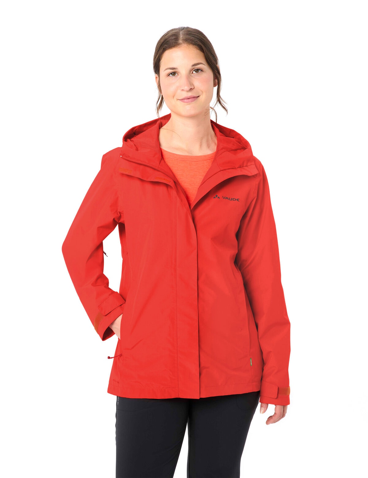 VAUDE Veste de pluie »WOMEN'S STRATHCONA JACKET« avec capuche avec capuche à cordon, imperméable, coupe-vent, respirant,