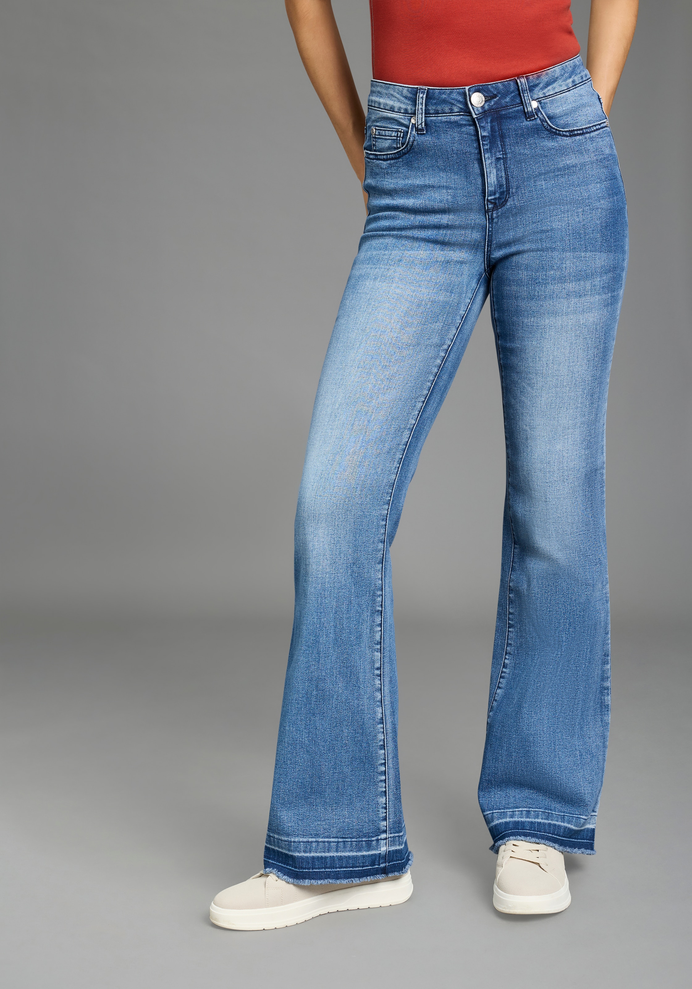 KangaROOS Jeans 7/8 »CULOTTE-JEANS«, gerade Passform,  modische Abriebeffekte,  normale Leibhöhe
