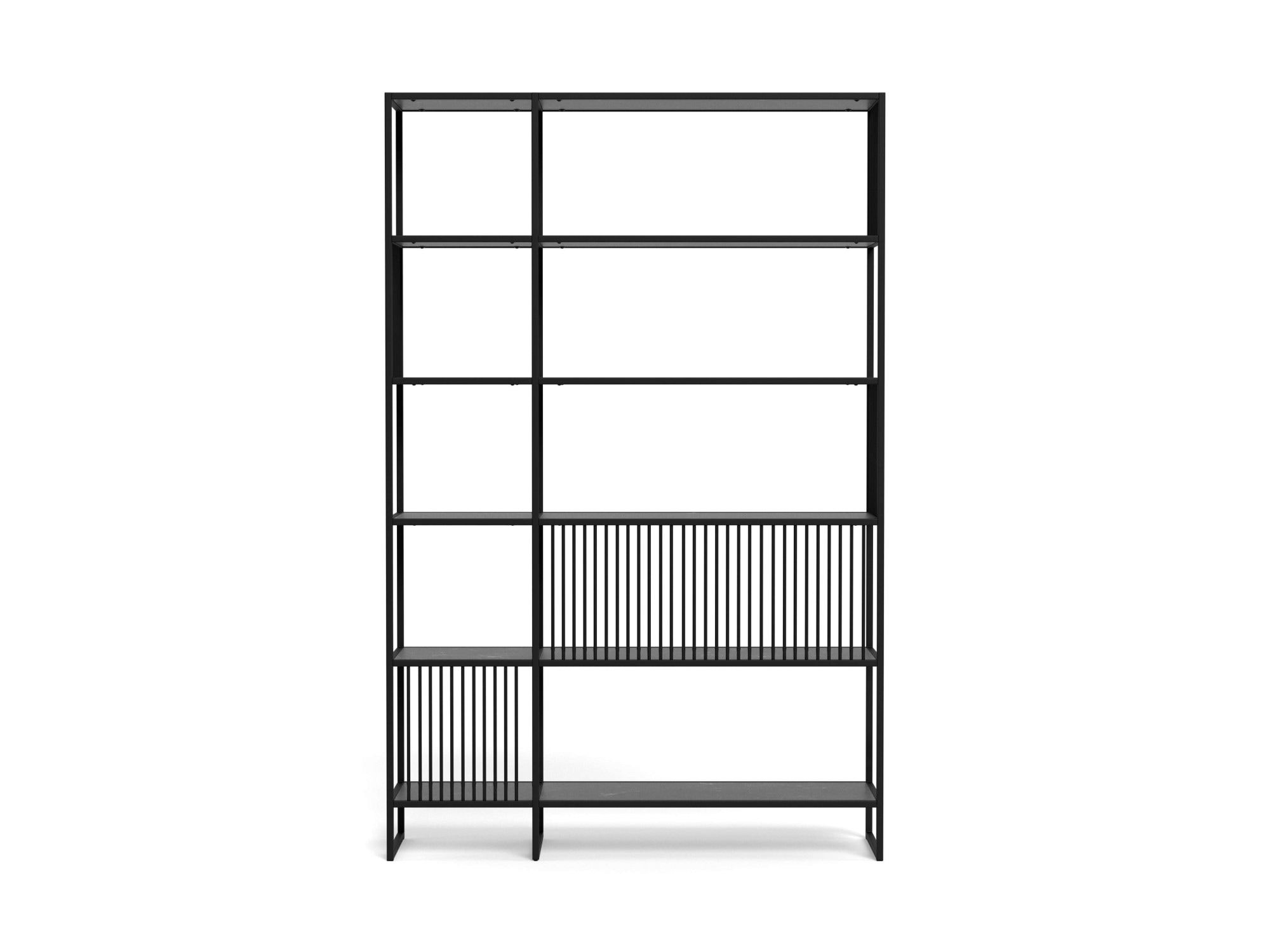 ACTONA GROUP Étagère à livres »Strington, Regal, Raumteiler, Standregal« L/P/H : 120/35/185 cm,  cadre en acier noir, 5 étagères, aspect marbre, FSC™