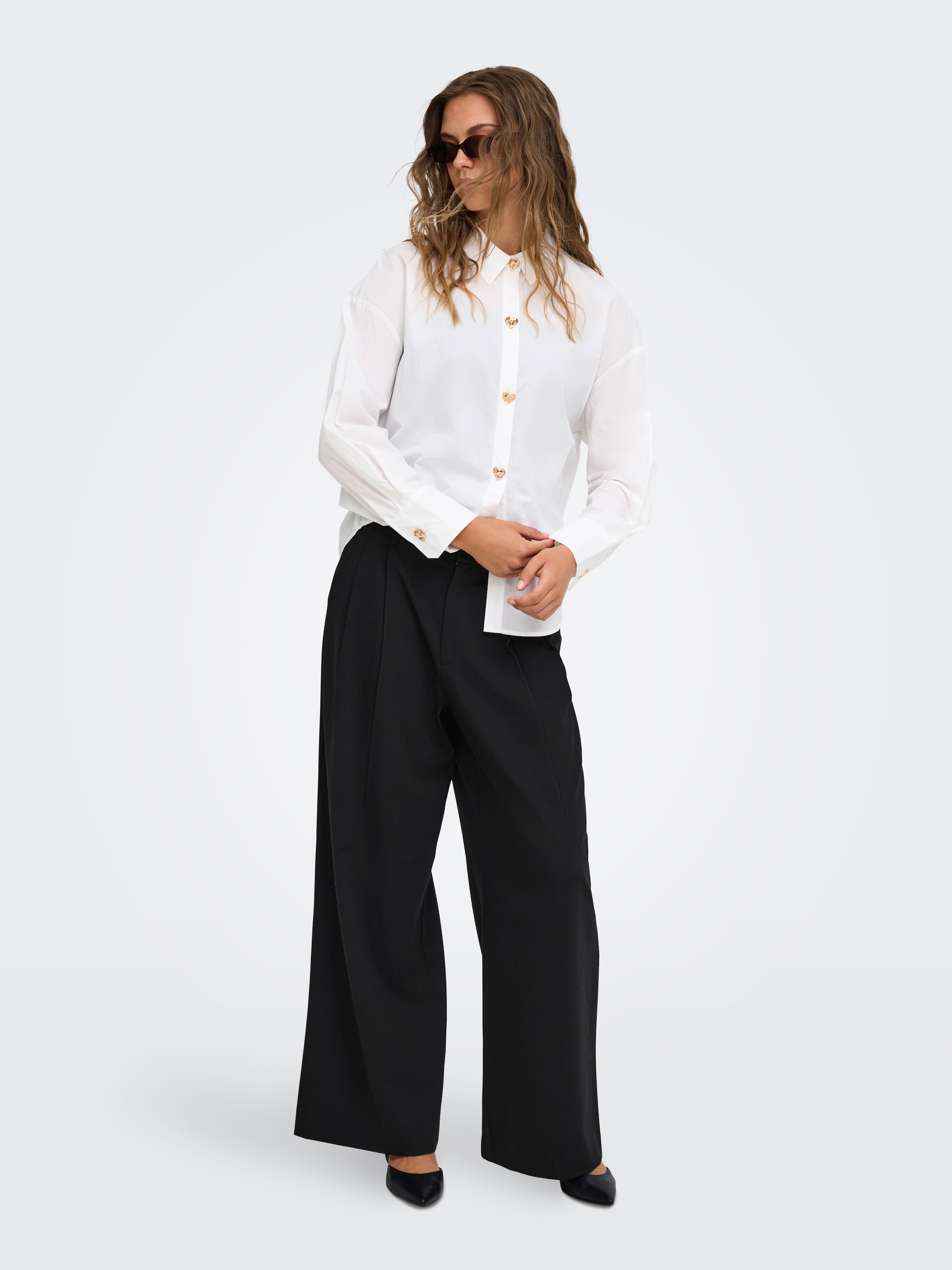 ONLY Pantalon de costume »ONLSONJA HW WIDE PLEAT PANT TLR NOOS«  mélange de matériaux, taille haute