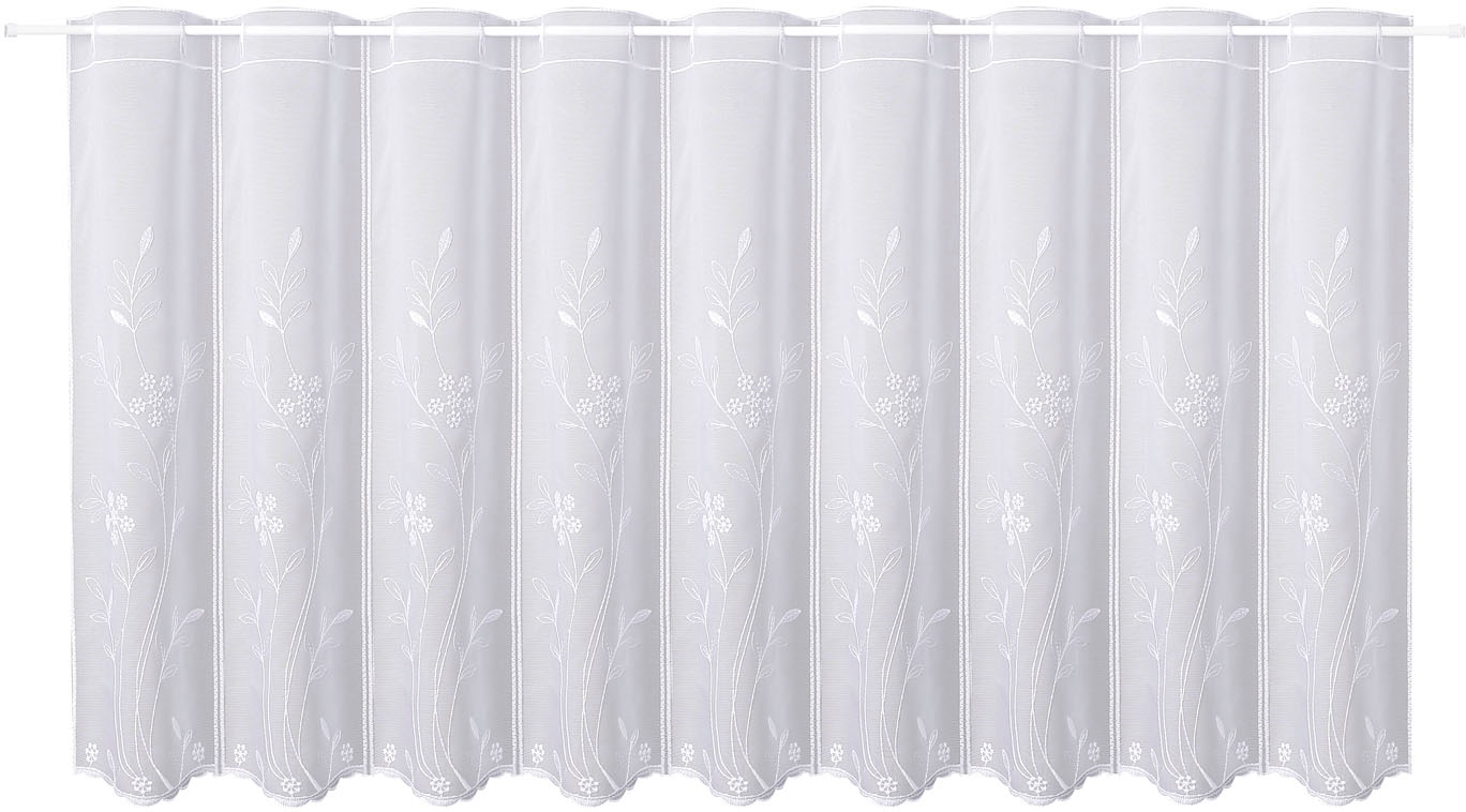 Gerster Rideau à vitres »Arina, 1 Stück, Durchzuglöcher, transparent, Blumen Stickerei« Orifices de passage 1 cuis tlg. Bistro brodé avec broderie florale