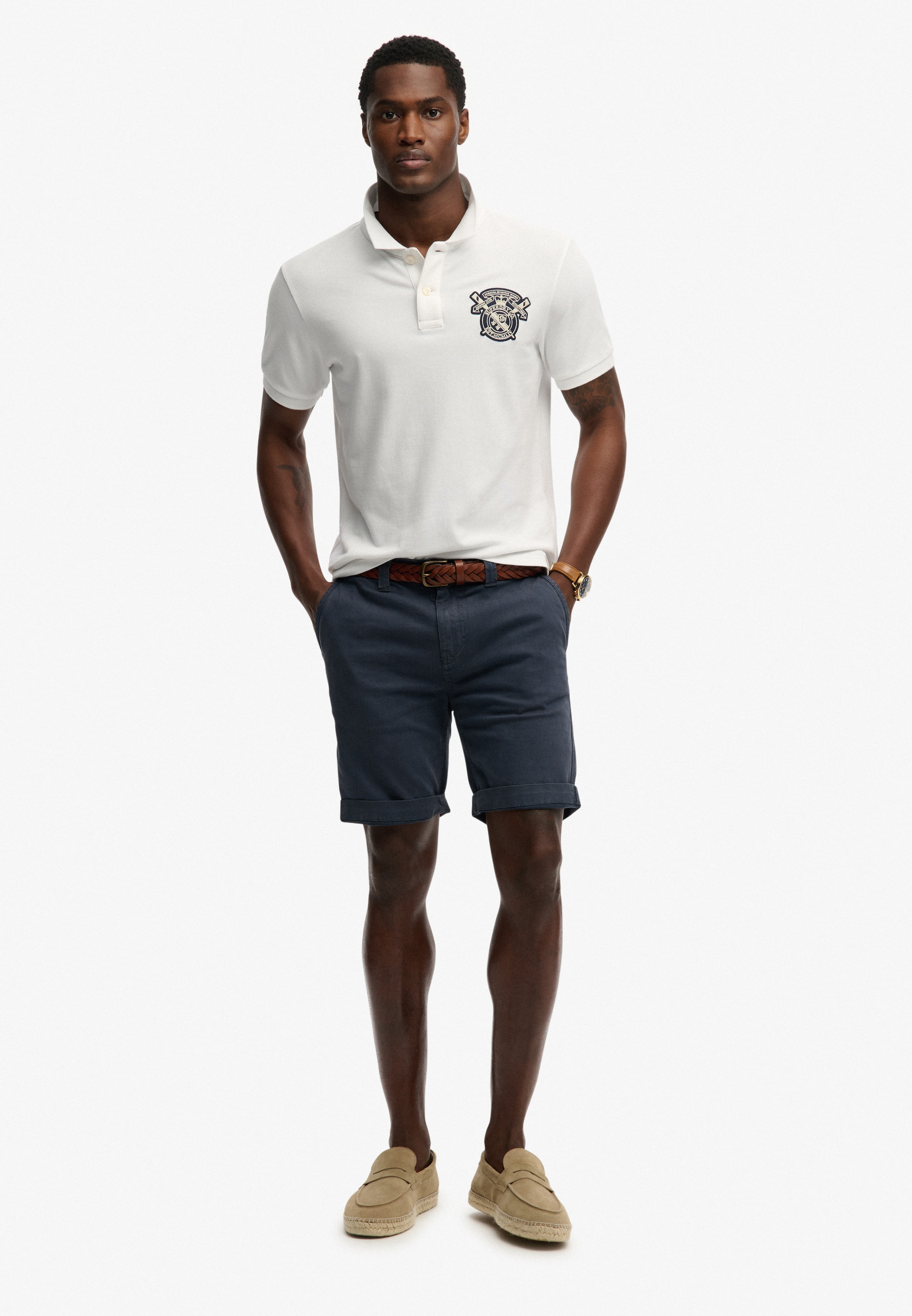 Superdry Polo »CREST POLO« avec étiquette de marque, en coton, coupe décontractée, aspect imprimé
