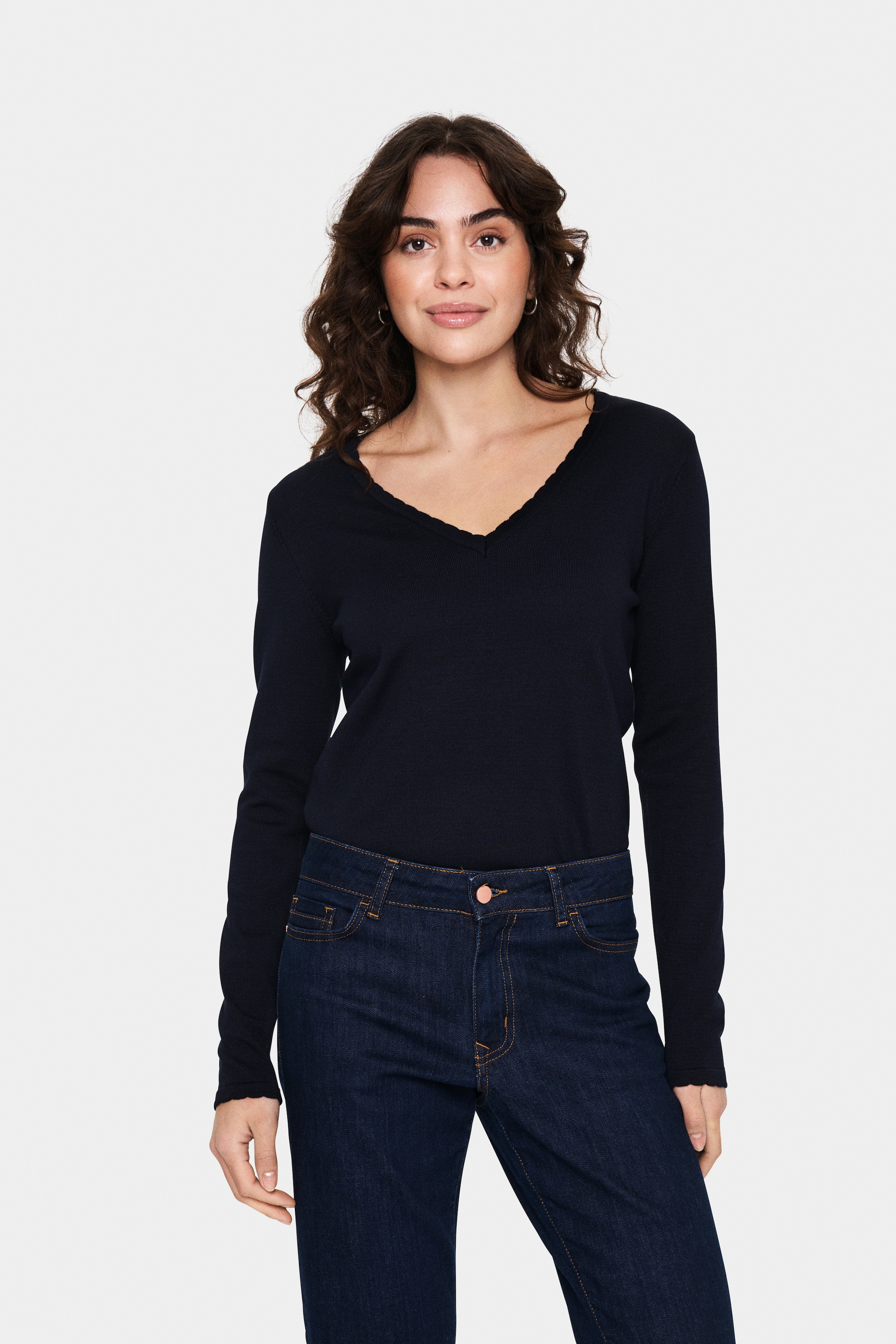 Saint Tropez Pull en tricot »MilaSZ LS V-Neck Pullover« Mélange de viscose, coupe régulière
