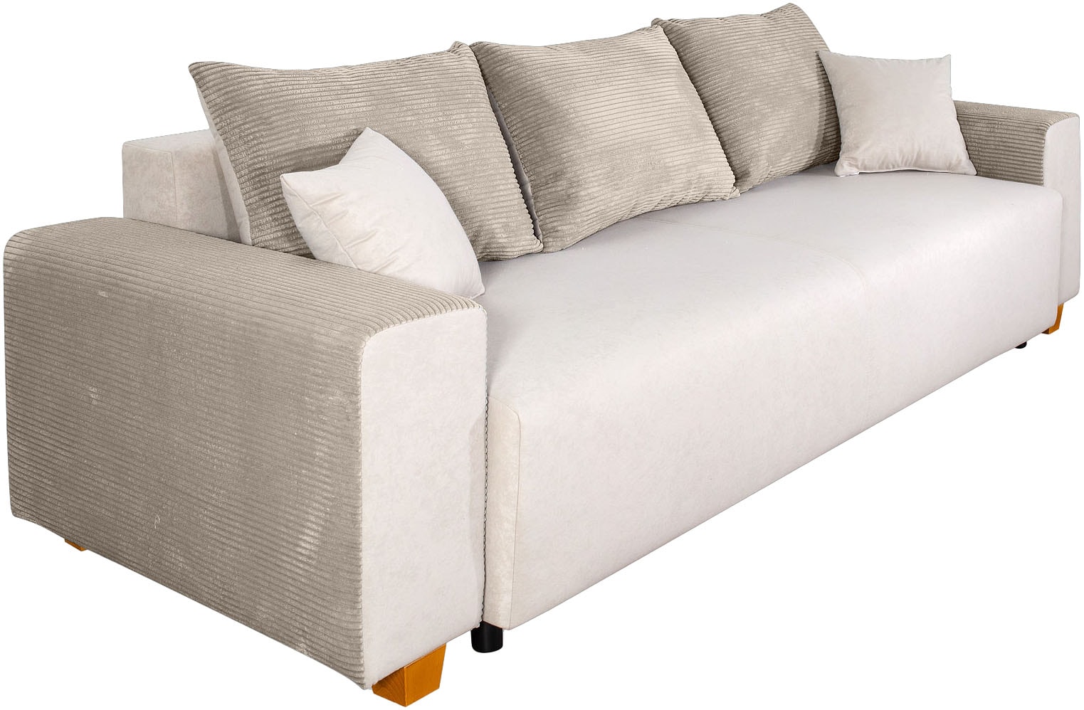 COLLECTION AB Canapé-lit »Yves, B: 243 cm, Liegefl. 142x194 cm« Bettfunktion, Bettkasten & 2 Zierkissen, Federkern