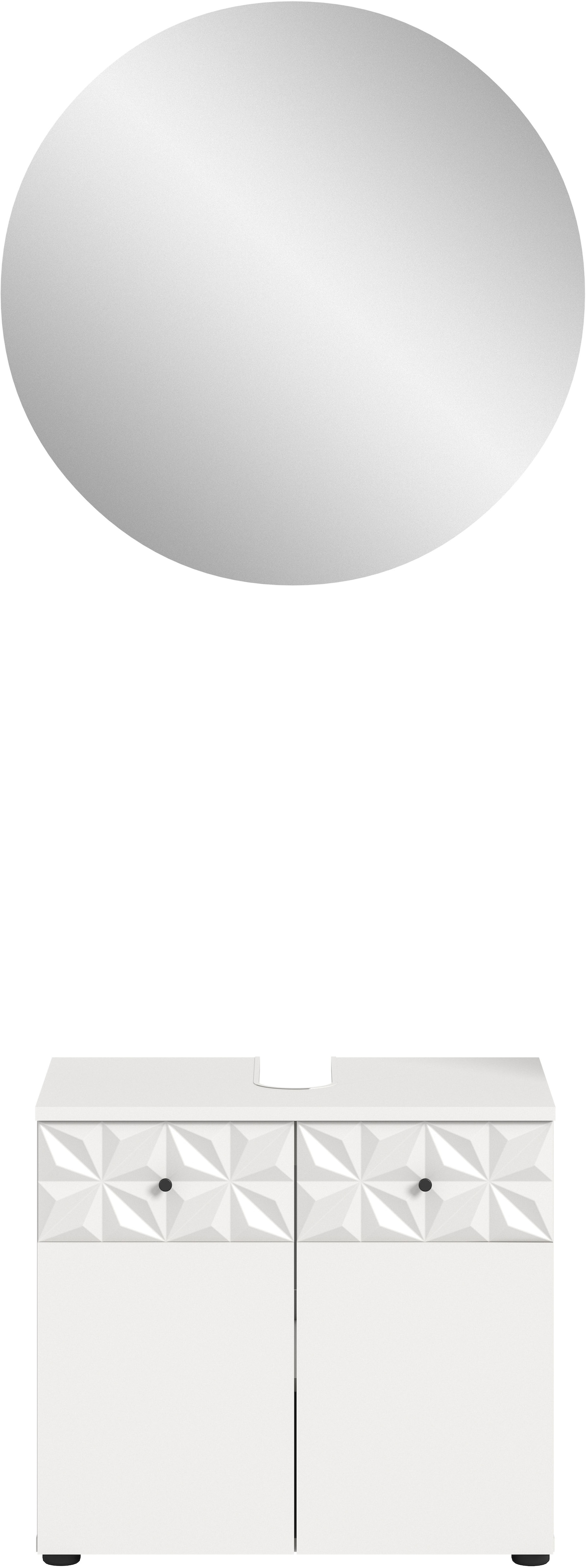 INOSIGN Badezimmer-Set »VICENZA, TOPSELLER!, Breite 60cm, 2-teilig, mit Ornamentabsetzung« best. aus: Waschbeckenunterschrank und Spiegelschrank, 