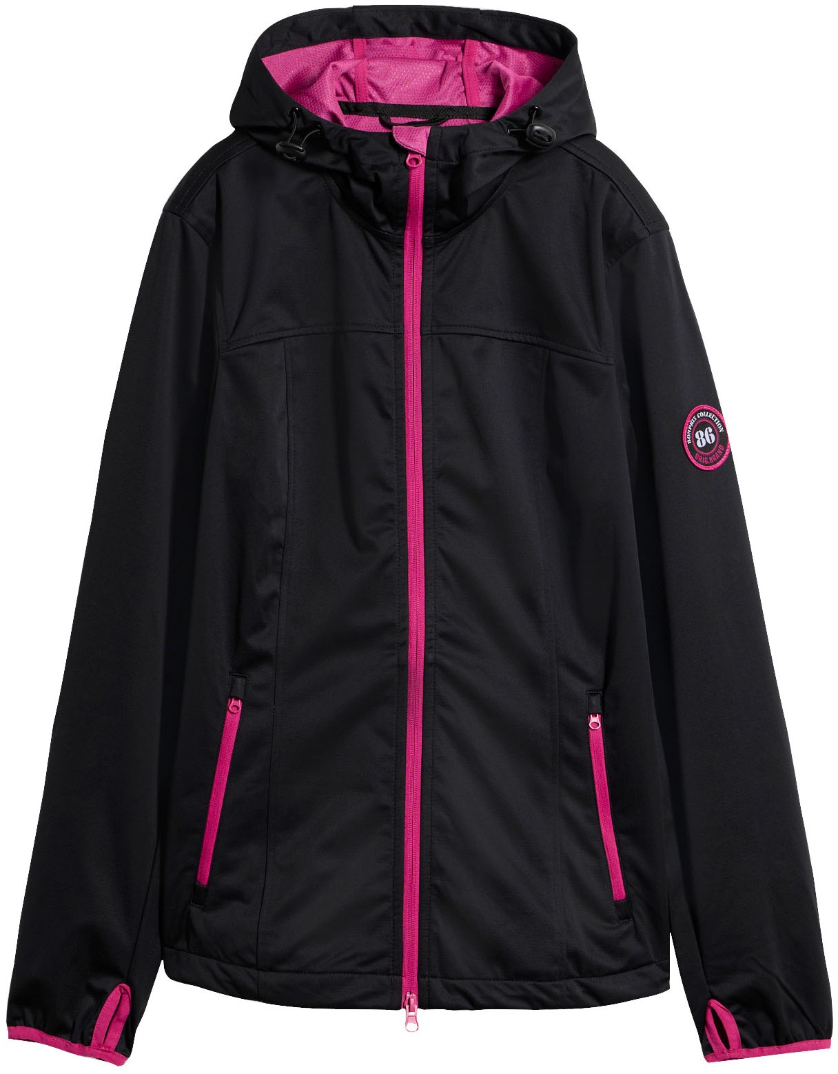 bonprix Veste softshell mit Kapuze leichtes Material, mit 2-Wege-Reissverschluss, mit Daumenlöchern