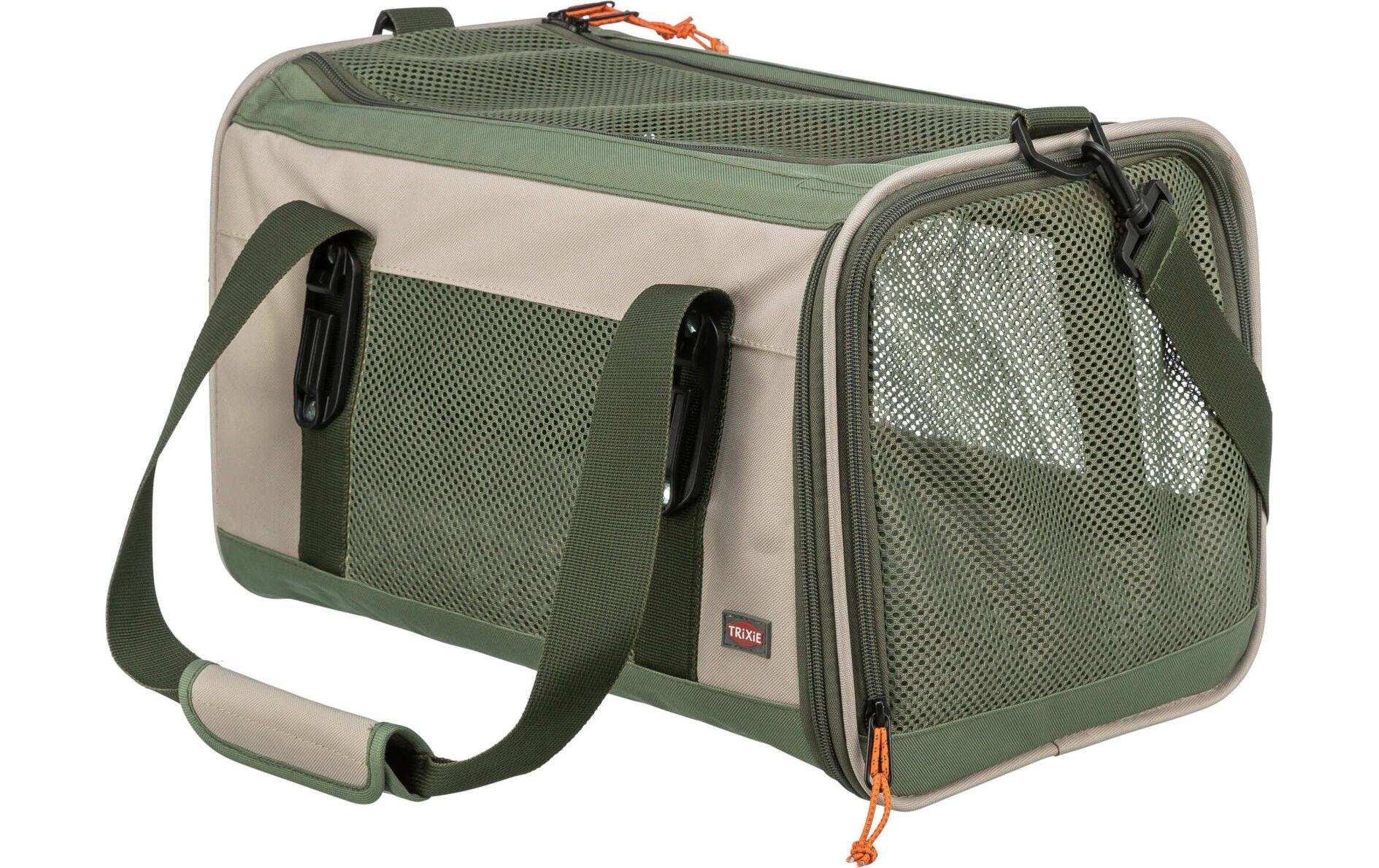 TRIXIE Sac de transport pour animaux »Marlon 27 x 27 x 43 cm« Plaque de fond rembourrée, laisse courte intégrée empêche de sauter dehors