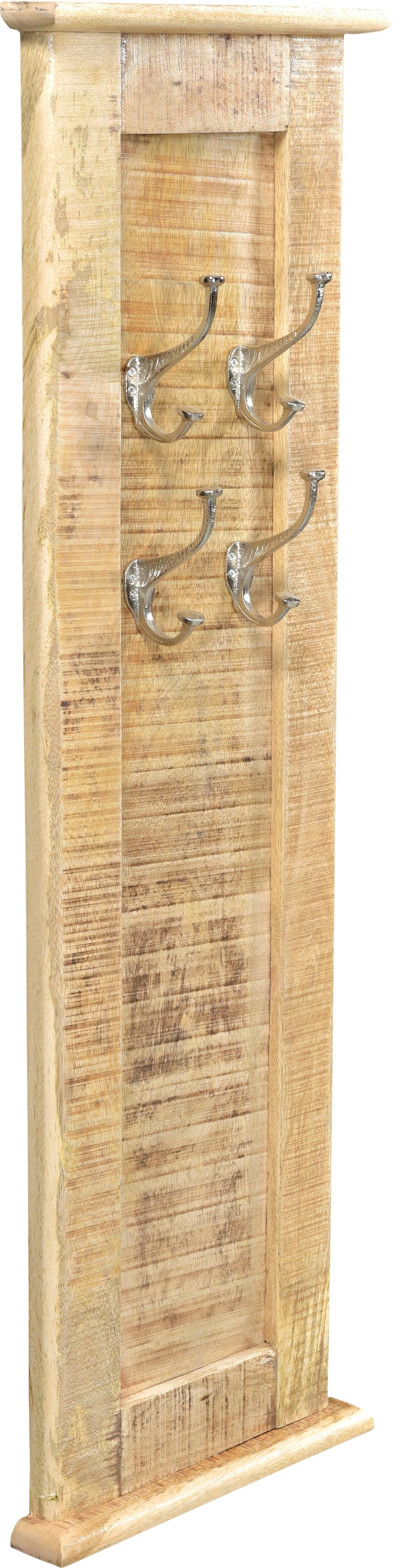 SIT Panneau de vestiaire »Denver aus Mangoholz mit 4 Doppelhaken & rustikalem Look« Porte-manteau mural gain de place avec 4 crochets doubles pratiques