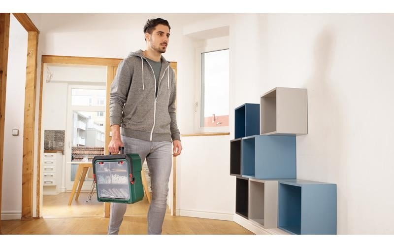 BOSCH Bohrschraube »UniversalImpact 18V + 46AC set + AL18V-20« Set,  Akku-Schlagbohrschrauber in Systembox S, mit umfangreichem Zubehör