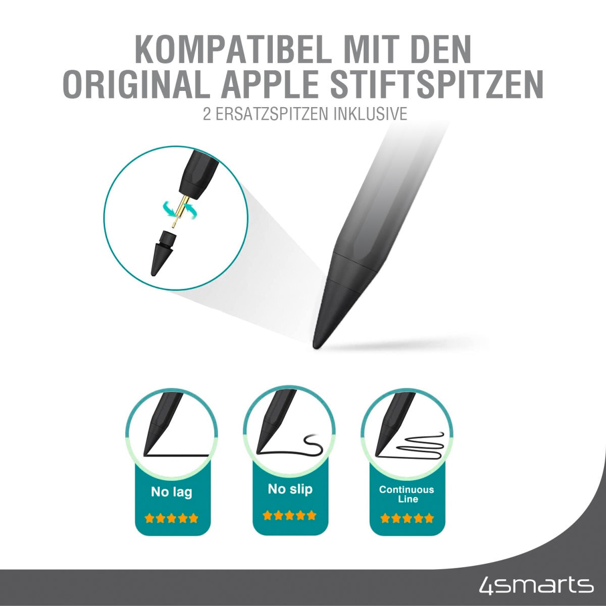 4smarts Eingabestift »Aktiver Eingabestift Pencil Pro 3 schwarz«