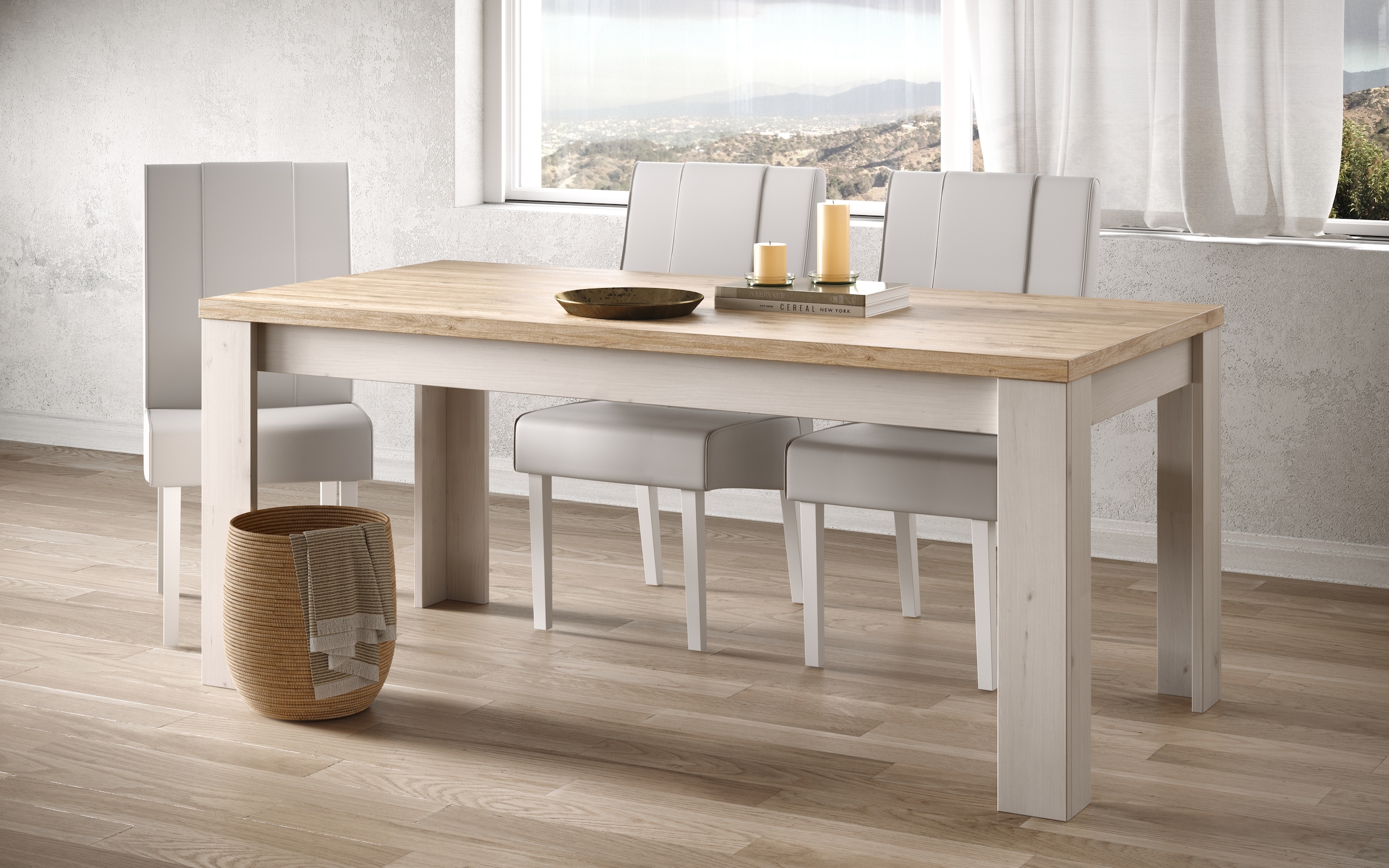 GOODproduct Table de salle à manger »Country 180 x 90 cm, Küchentisch, Esszimmertisch,« zweifarbig, rechteckig, Tischplattenstärke 38 mm