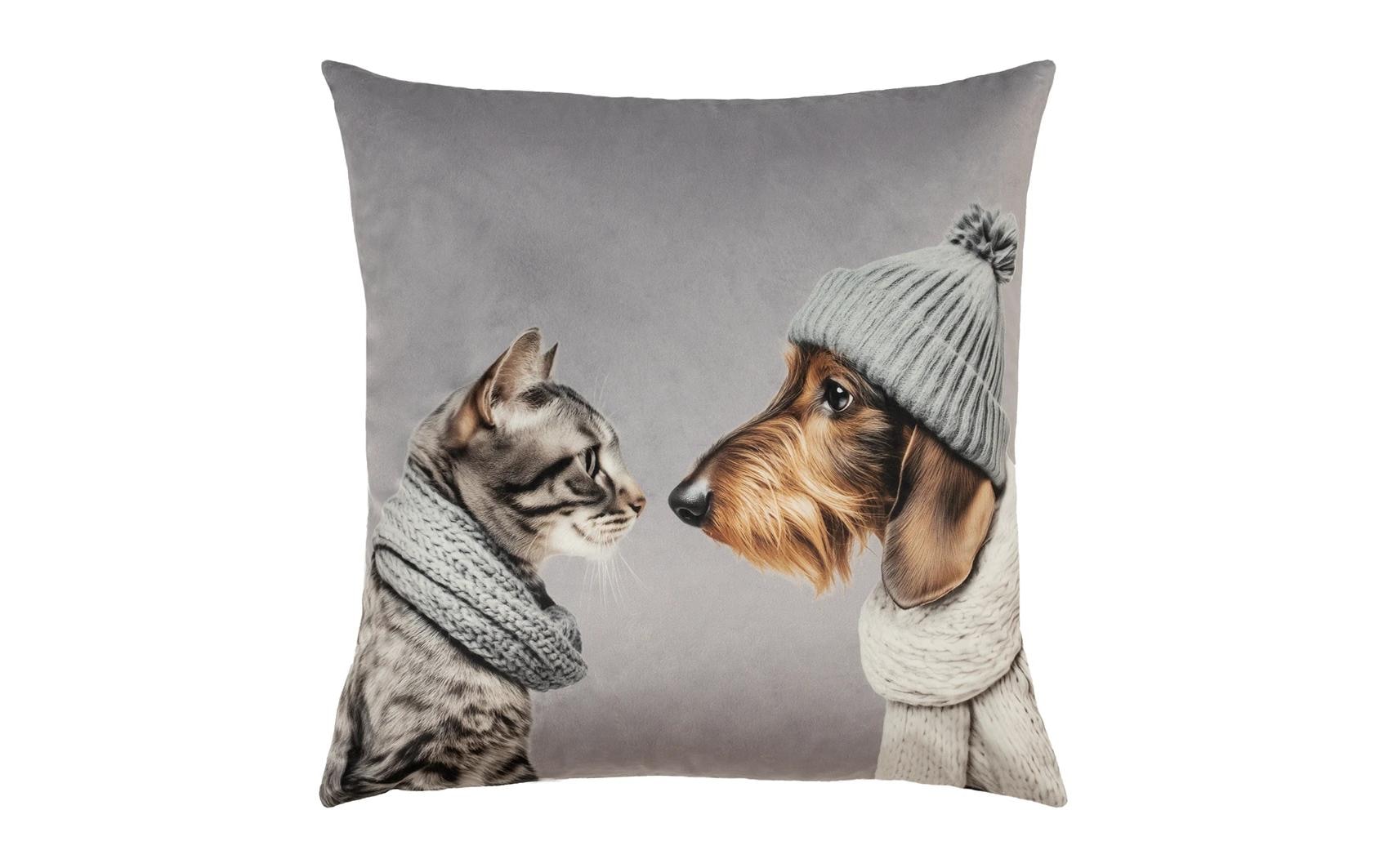 PAD Kissenbezug »Cat Loves Dog Light Grey, ca. 45 x 45 cm«