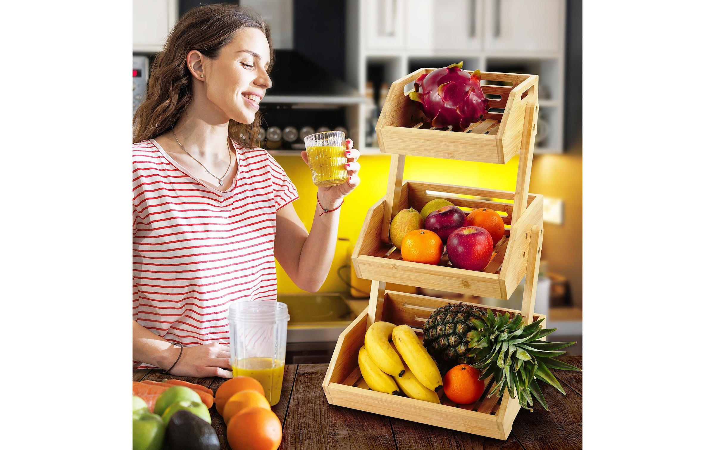 relaxdays Etagere »für Obst 3er«