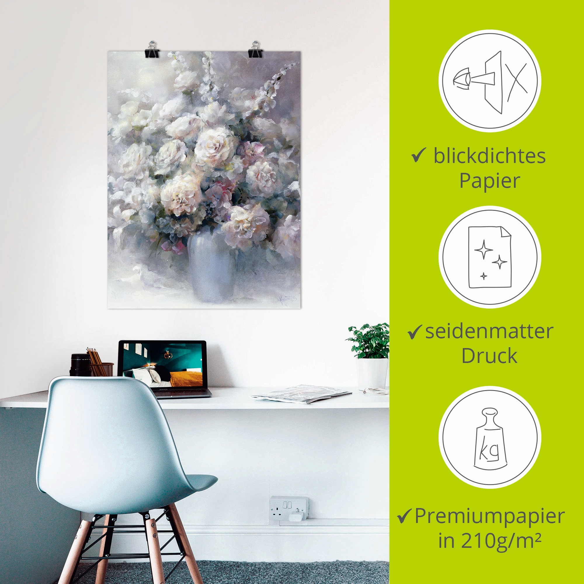 Artland Wandbild »Weisser Strauss« Blumen 1 Stk. tlg. als Leinwandbild, Poster in verschied. Grössen