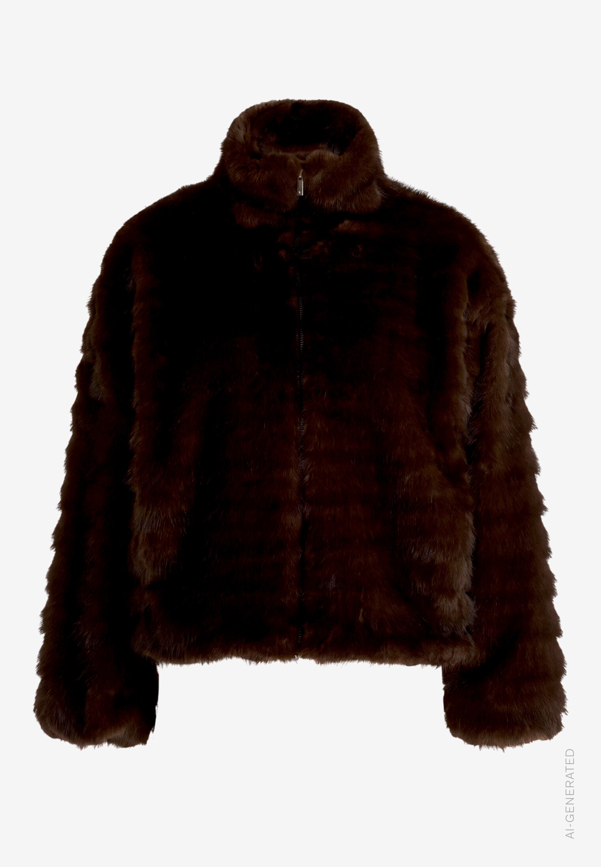 Zero Fellimitatjacke ohne Kapuze Kunstfell-Jacke mit Reissverschluss