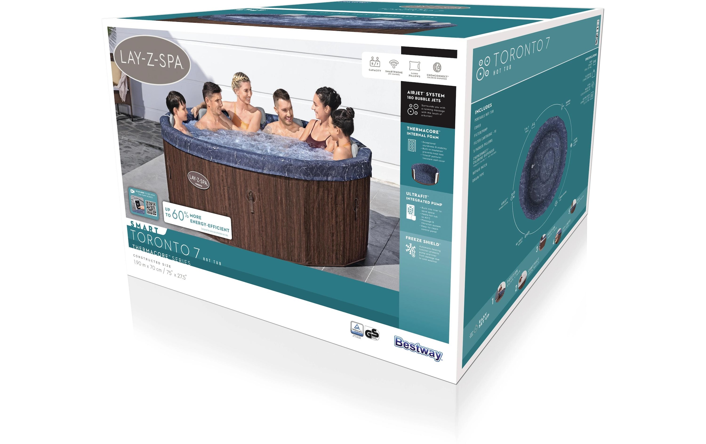 Bestway Jacuzzi »Toronto AirJet Ø 170« Energieeffizienter Whirlpool mit App-Steuerung für sieben Personen