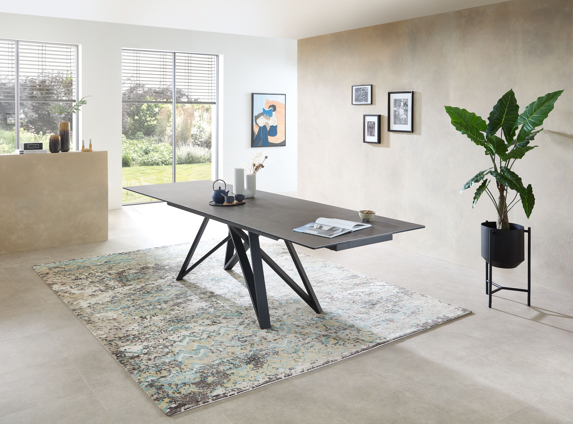 Stolkom Esstisch »Charly Esszimmertisch Keramik, ausziehbar 280 cm, BxHxT 180x75x95 cm« Keramikoberfläche,Tischplatte beidseitig ausziehbar 180 auf 280 cm