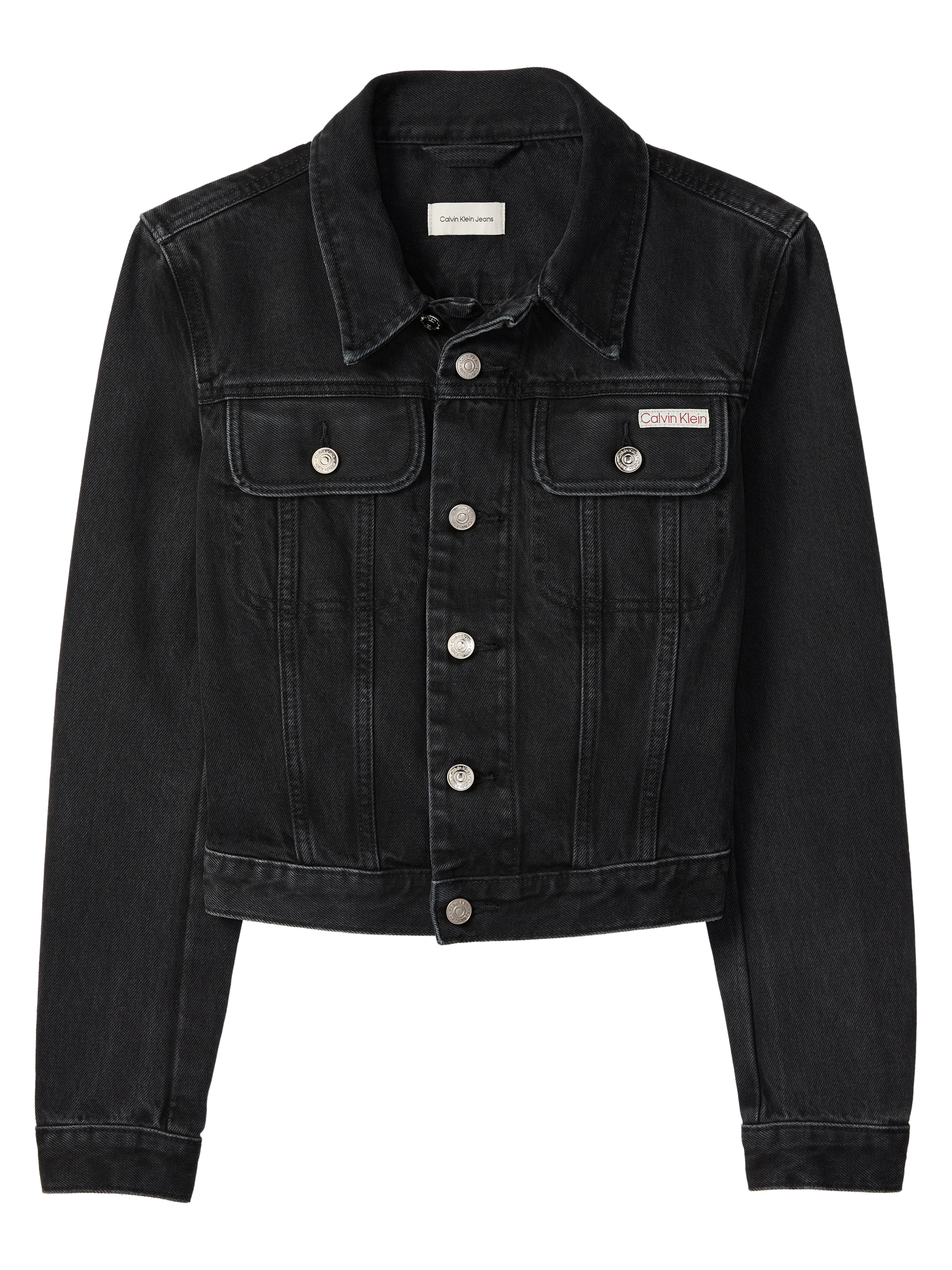 Calvin Klein Jeans Veste en jean »CROP 90S« ohne Kapuze schmale, kurze Passform, used-washed