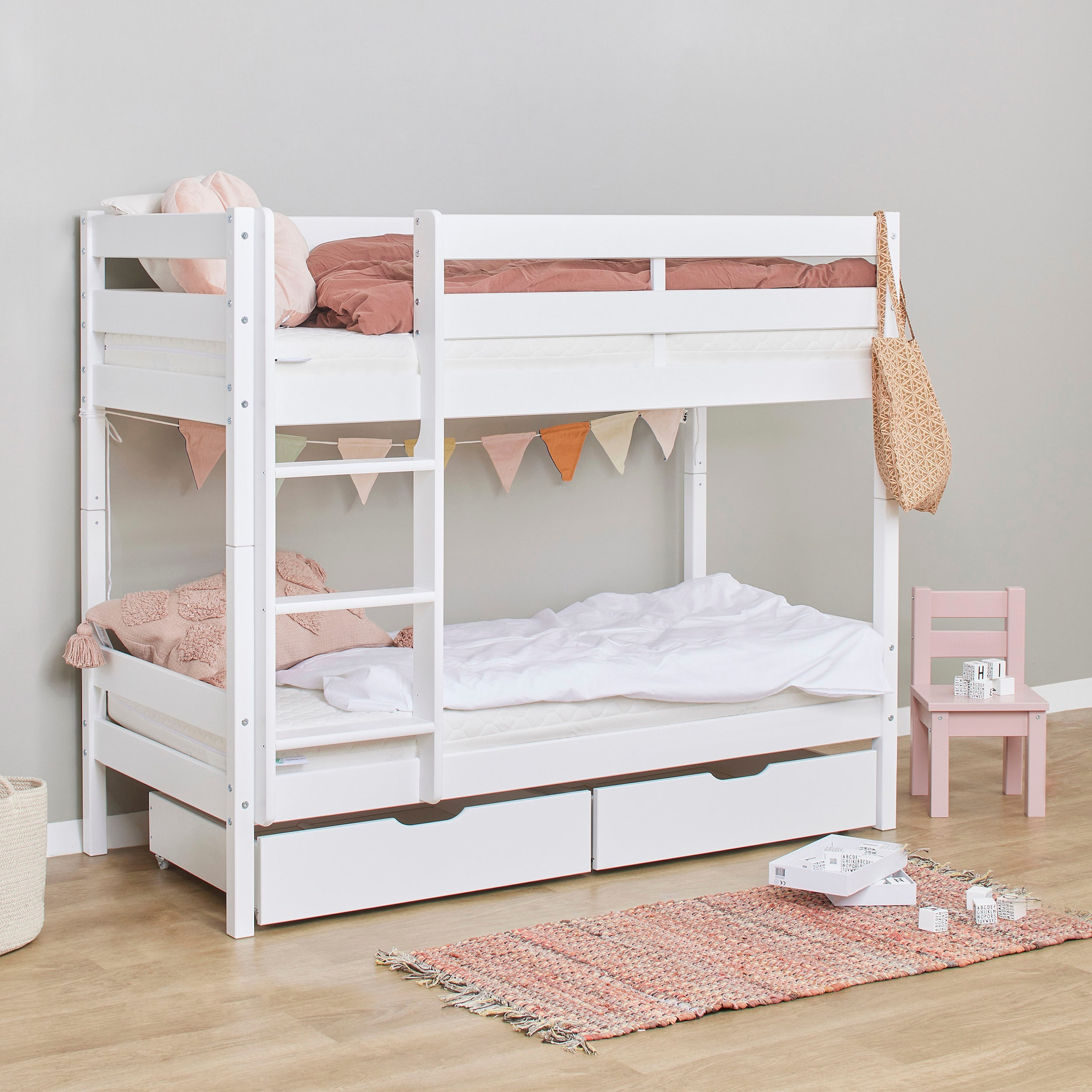 Hoppekids Lit superposé »ECO Comfort Kinderbett 90x200 oder 70x160 aus Massivholz in 4 Farben« TÜV, FSC und Nordisches Umweltzeichen – wahlweise mit Matratzen