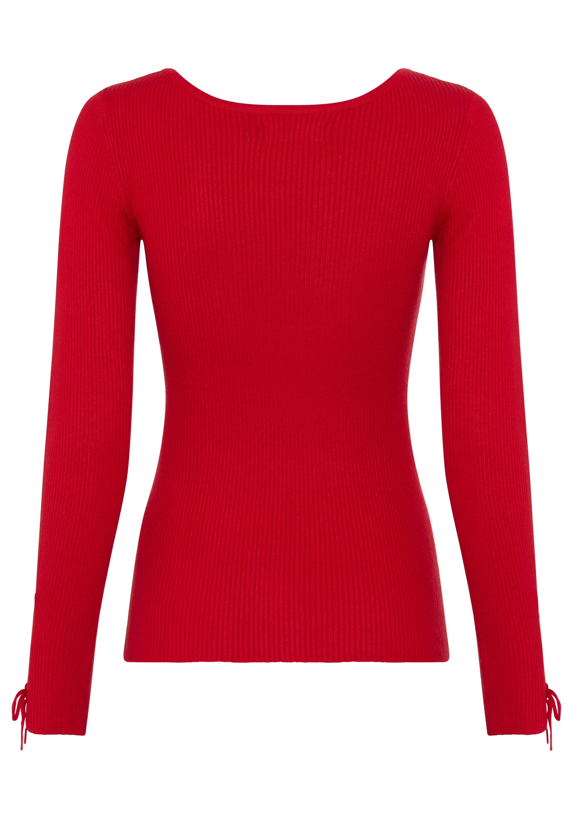 Melrose Strickpullover feminine Passform aus Rippe mit Schnürung