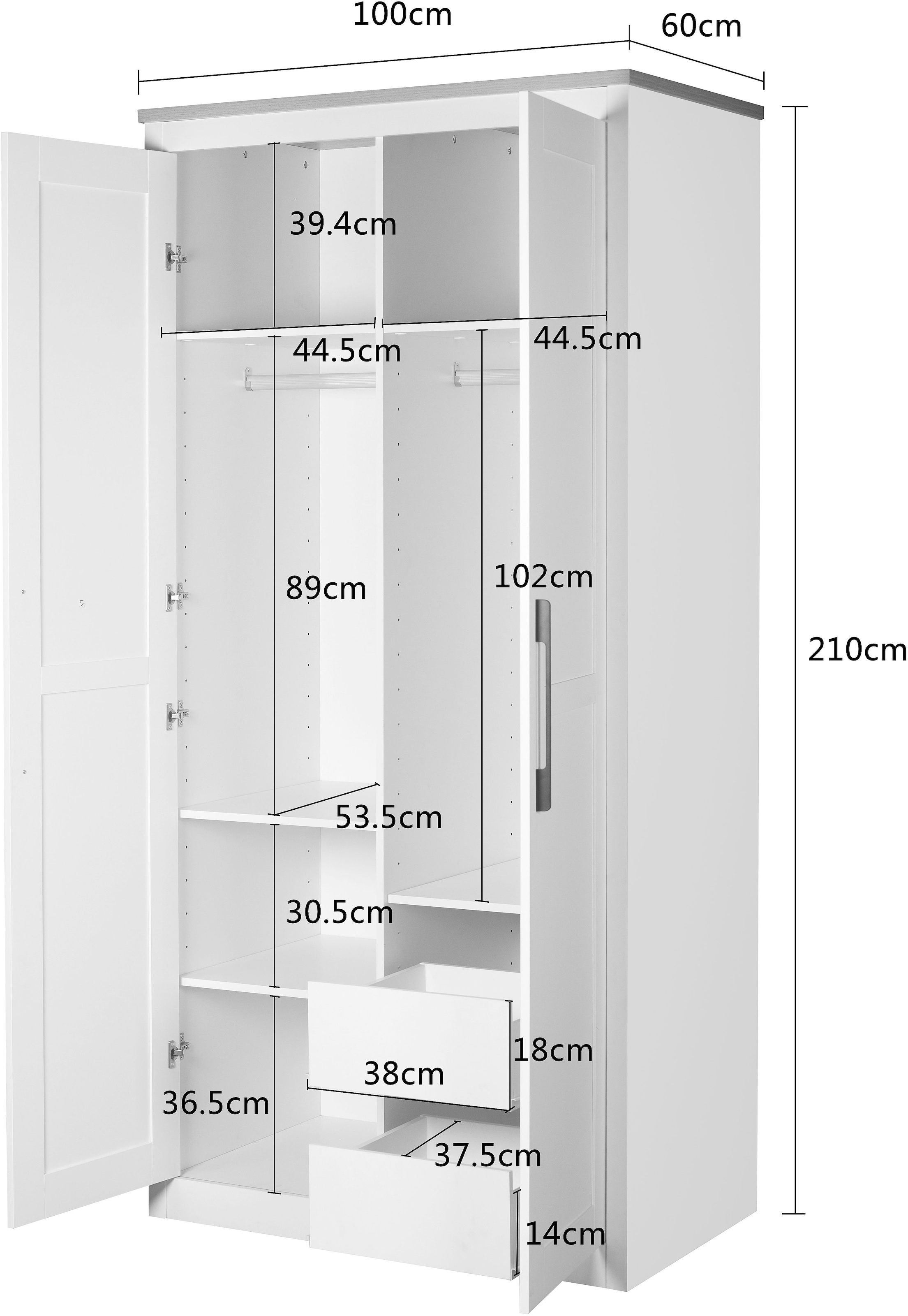 GOODproduct Armoires à vêtements »Büsum Schlafzimmer Schrank« stabile robuste Bauweise mit optimaler Aufteilung,  Schlafzimmerschrank Landhaus Design Garderobe Schrank Bestseller