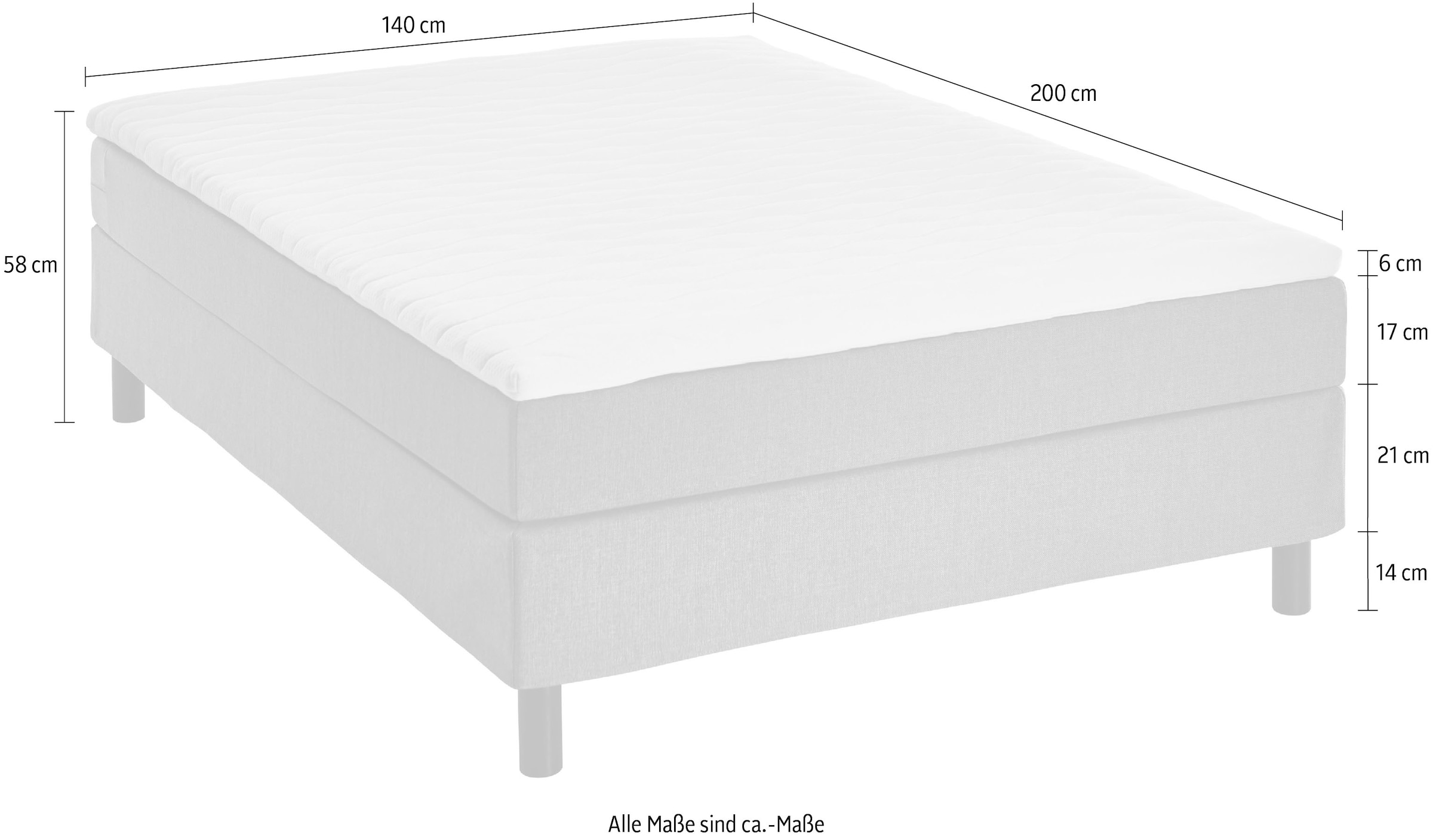 ATLANTIC home collection Lit de boxe »Happy« sans tête de lit, avec surmatelas, avec ou sans literie au choix
