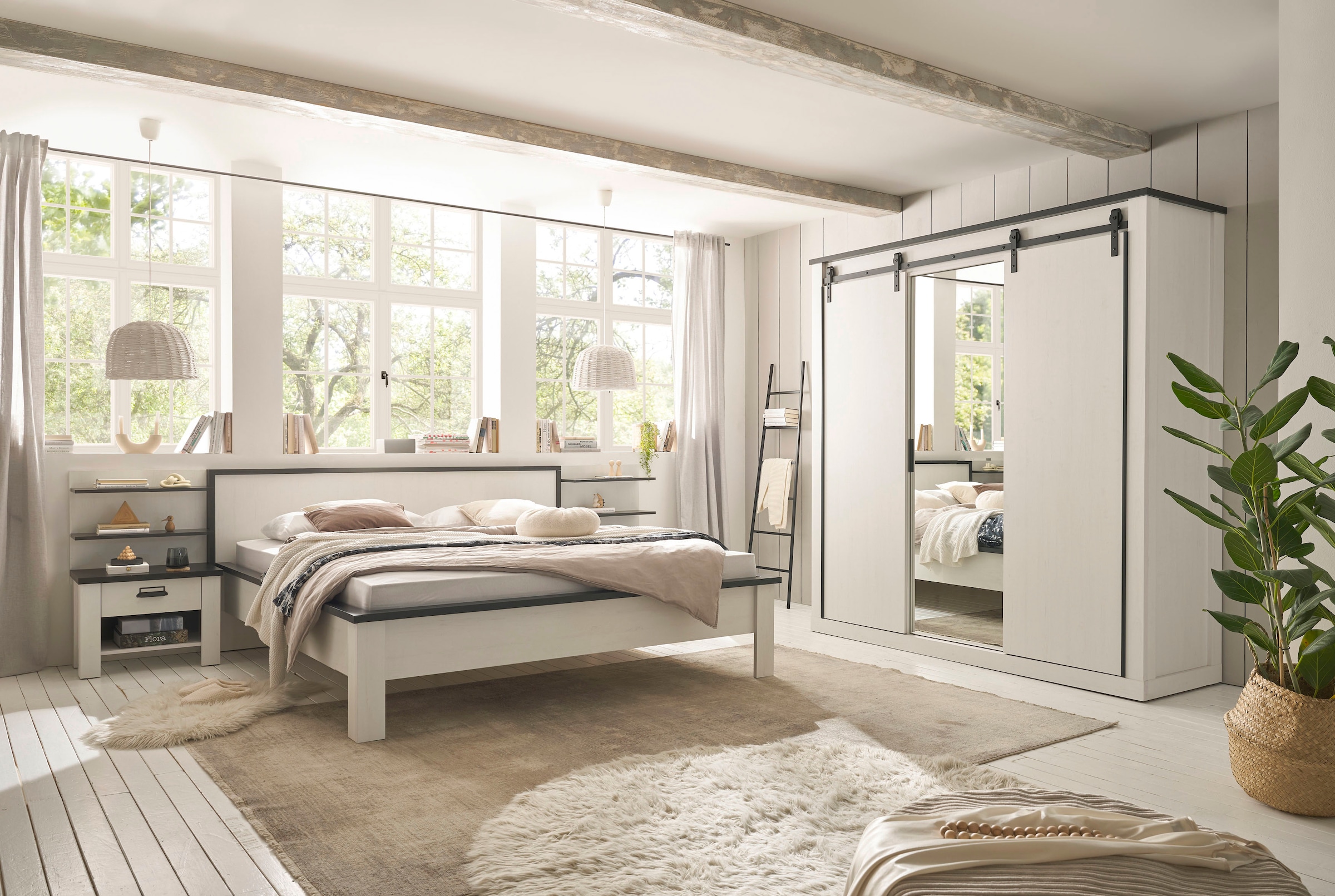 Home affaire Ensemble de chambre à coucher »SHERWOOD« 6 cuis tlg. Liegefläche 180x200cm, Schrank 3-trg. 201cm breit