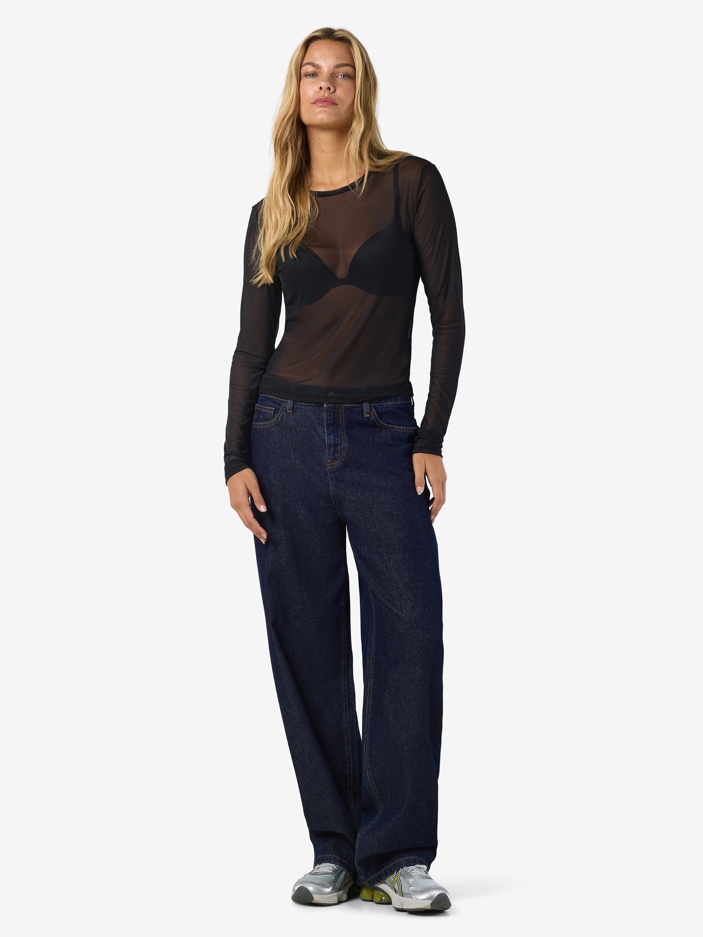 Noisy may Netzshirt »NMJUDITH L/S MESH TOP BG NOOS« transparent