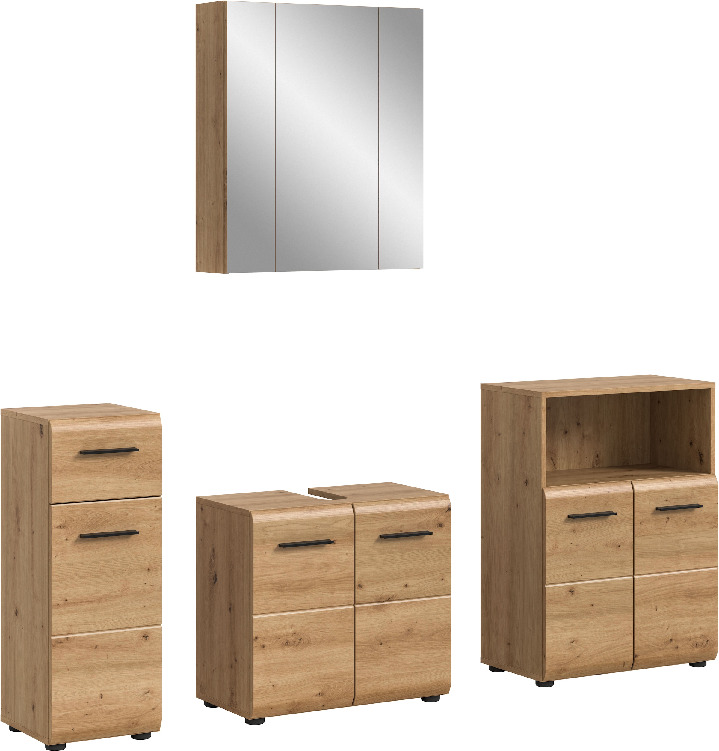 INOSIGN Ensemble de meubles de salle de bain »FLORENZ, TOPSELLER!, 4-teilige Badkombination, hochwertige MDF-Front« Set, Unterschrank, Waschbeckenunterschrank, Spiegelschrank, Midischrank, 4 cuis tlg.