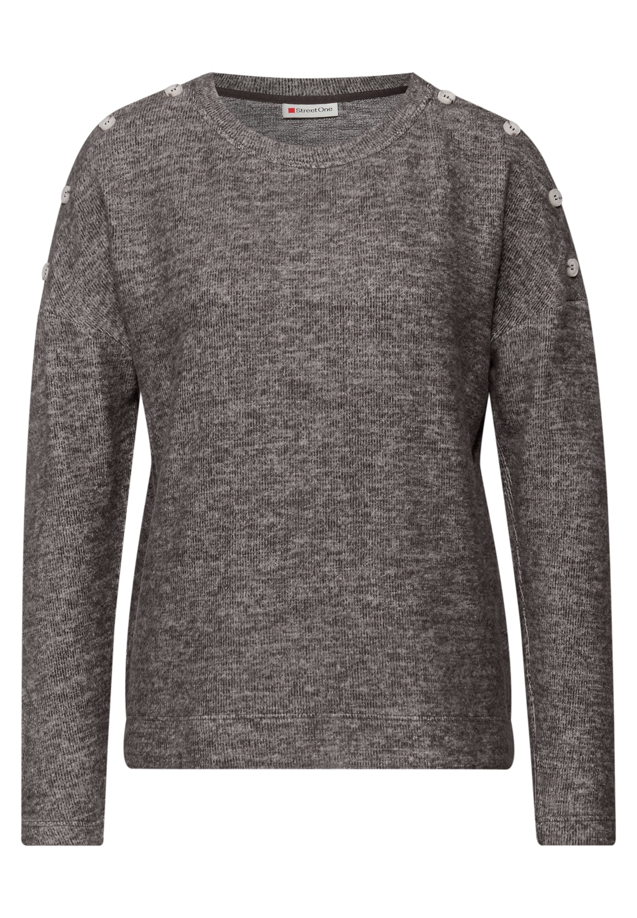 STREET ONE Pull en tricot Knopfdetail an den Schultern und im Melange-Look