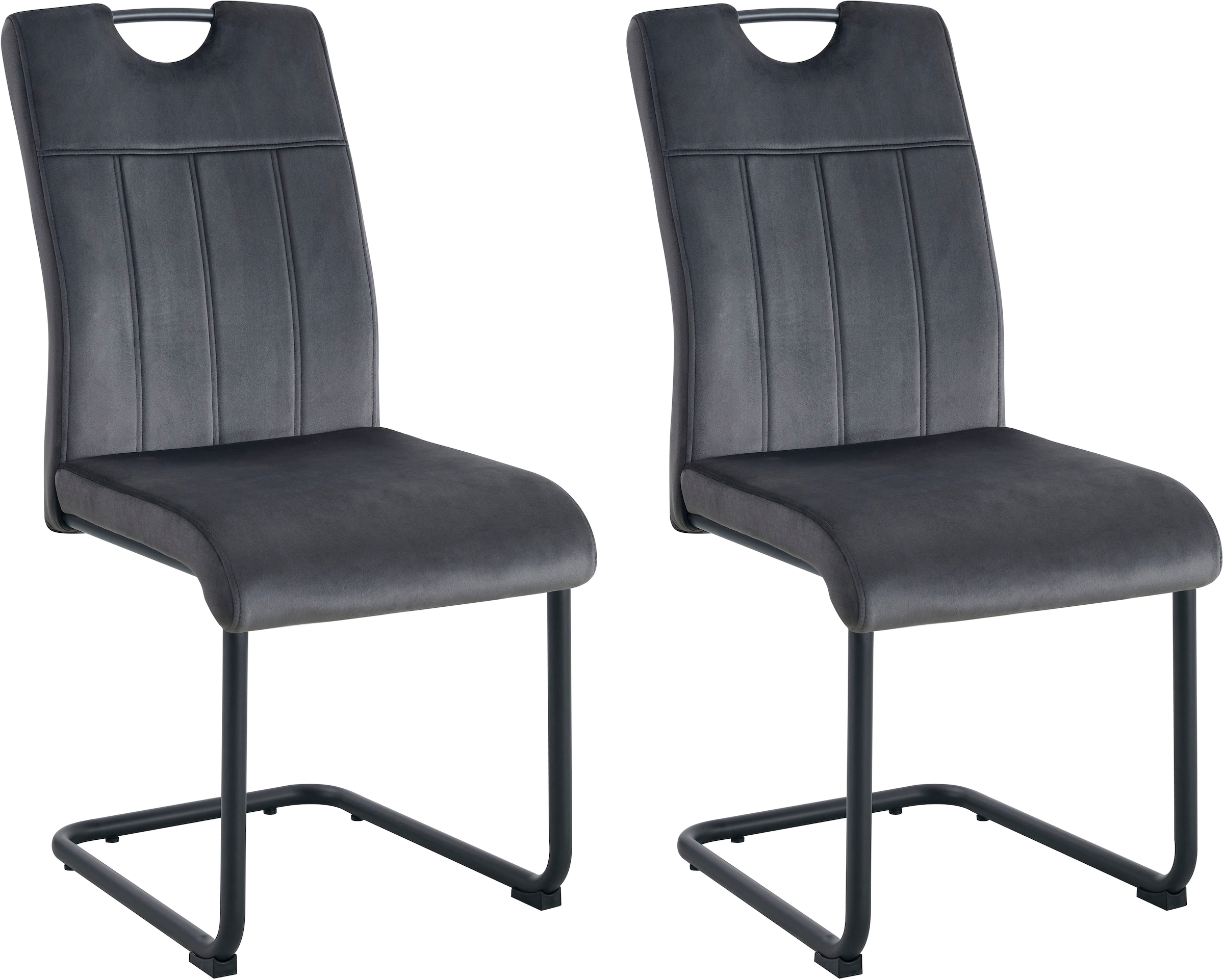 Home affaire Esszimmerstuhl »BRANDON, 2er Set, mit Metallgestell in matt schwarz« (Set) 2 Stk.in verschiedenen Farben, Belsatbarkeit pro Stuhl 120 kg, 360° drehbar
