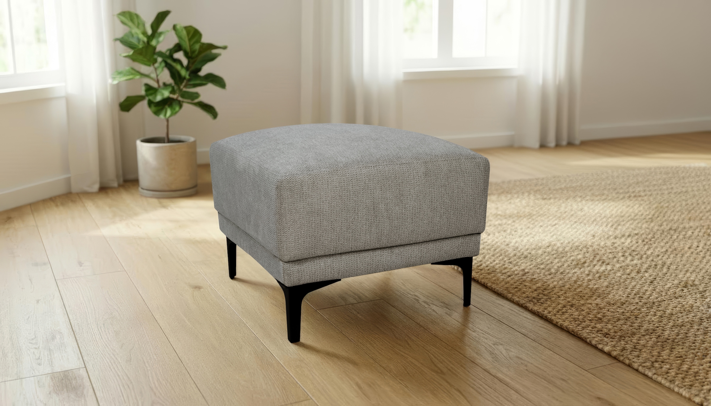 GOODproduct Polsterhocker »Xander« 1 Stk. tlg. Breite 58 cm, Soft-Touch Chenille, schwarze Metallfüsse