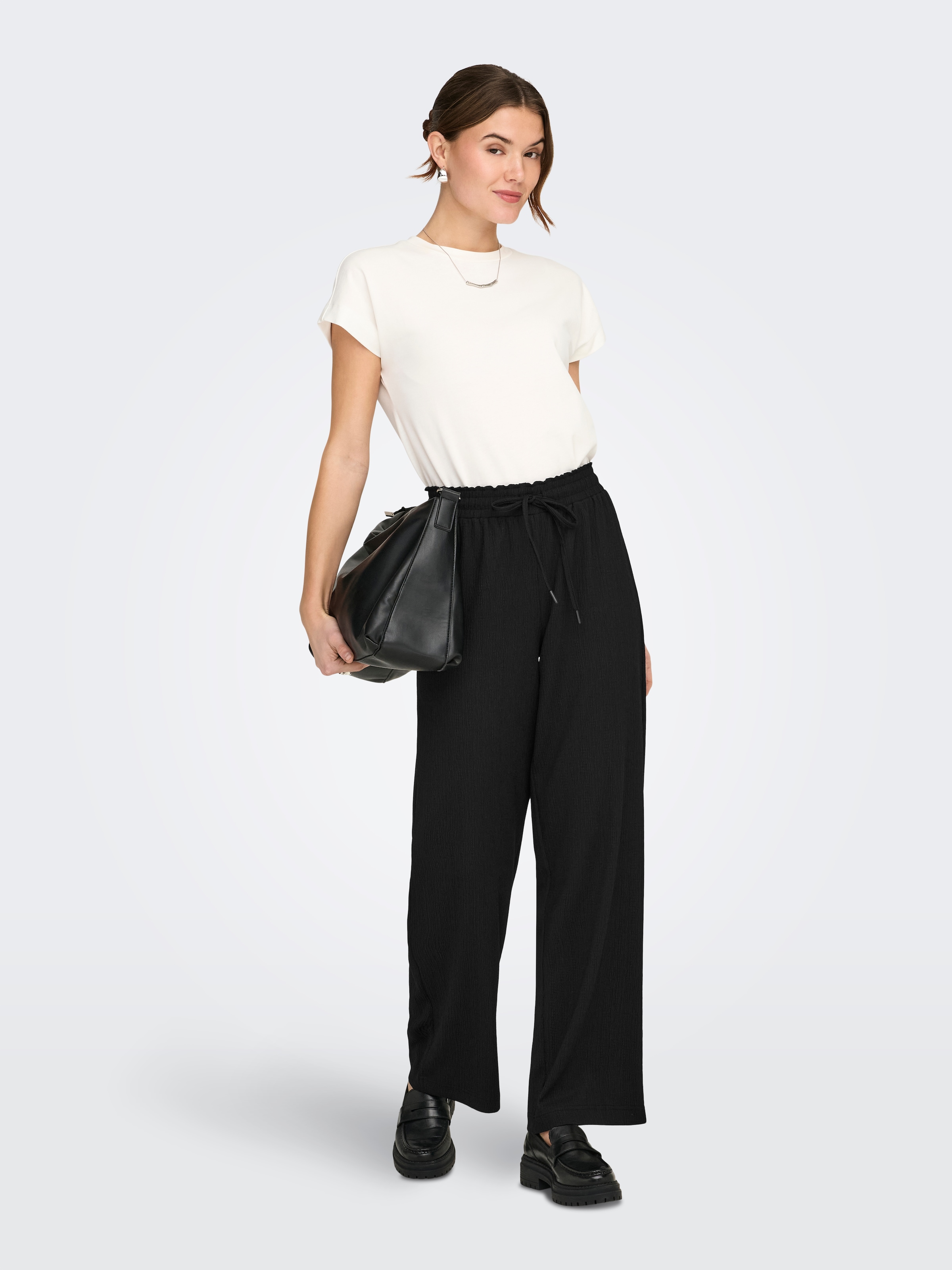 ONLY Pantalon à enfiler »ONLALTA MW STRING WIDE PANT PNT ZLO«  Materialmix, weite Beinform