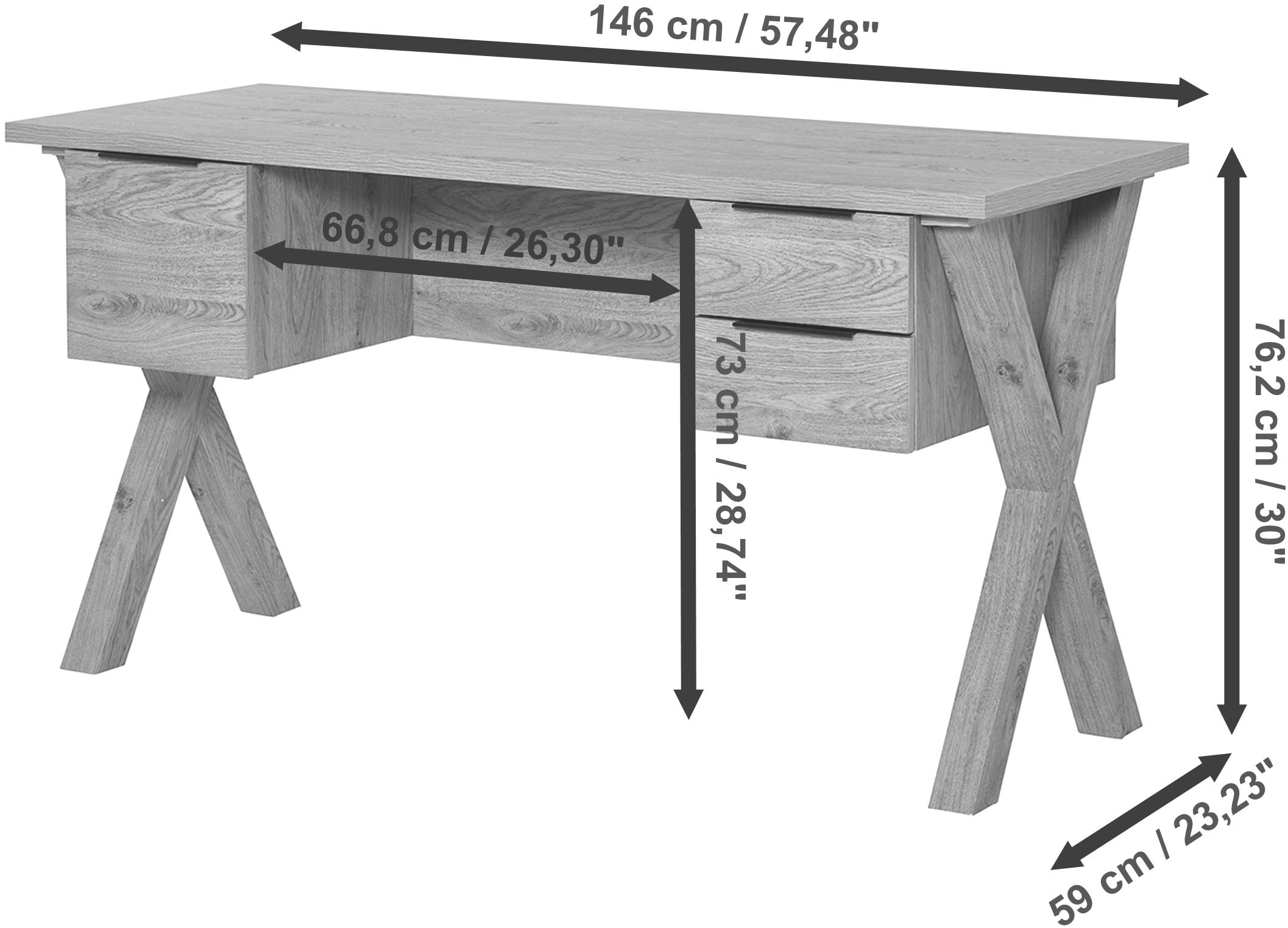 Jahnke Schreibtisch »X-CLUB D 15« 1 Stk. tlg. grosse Arbeitsfläche, stabiles X-Gestell, Stauraum, Breite ca. 146 cm