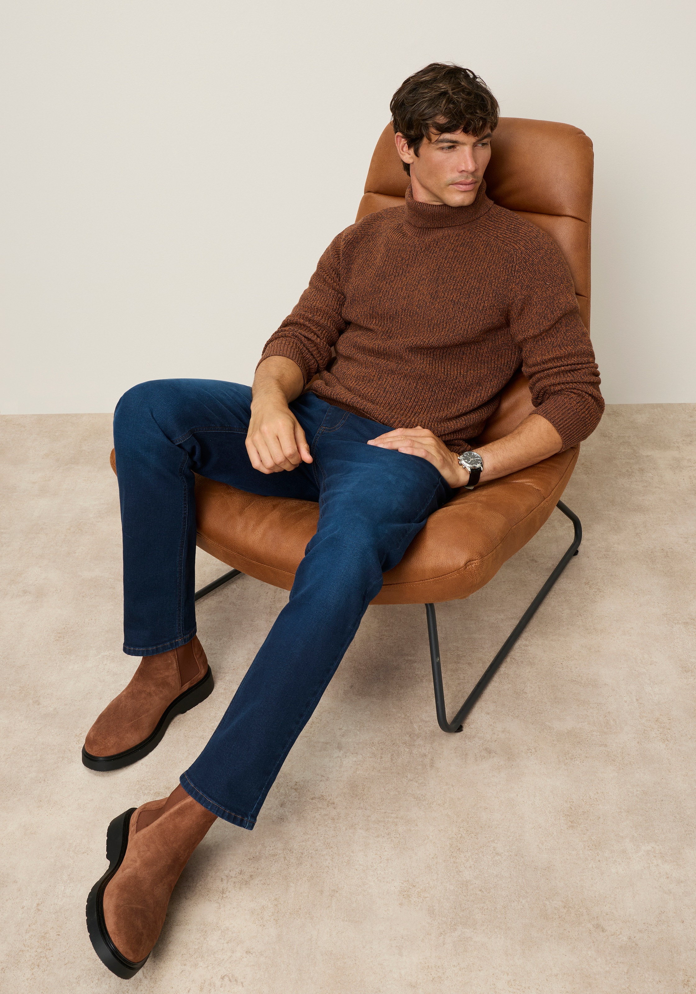 Man's World Rollkragenpullover »Neue Kollektion! Melange?Effektgarn mit farbigen Akzenten« Langarm mit Raglanärmel, aus Baumwolle, mit Rollkragen