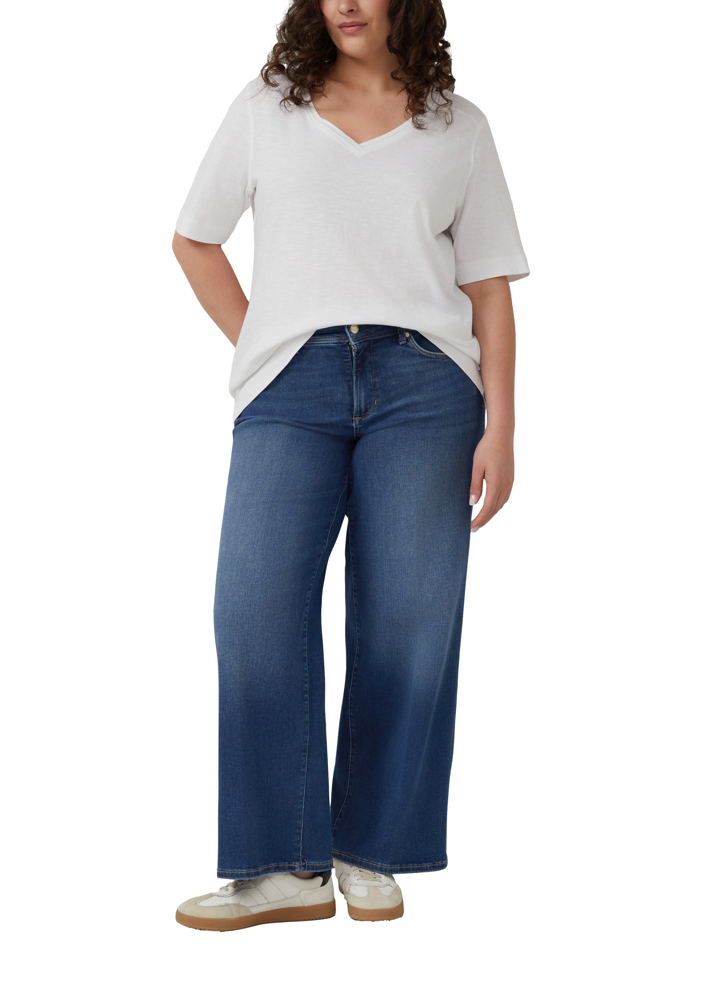 s.Oliver CURVE T-shirt en V T-shirt d'été en coton pur/grandes tailles