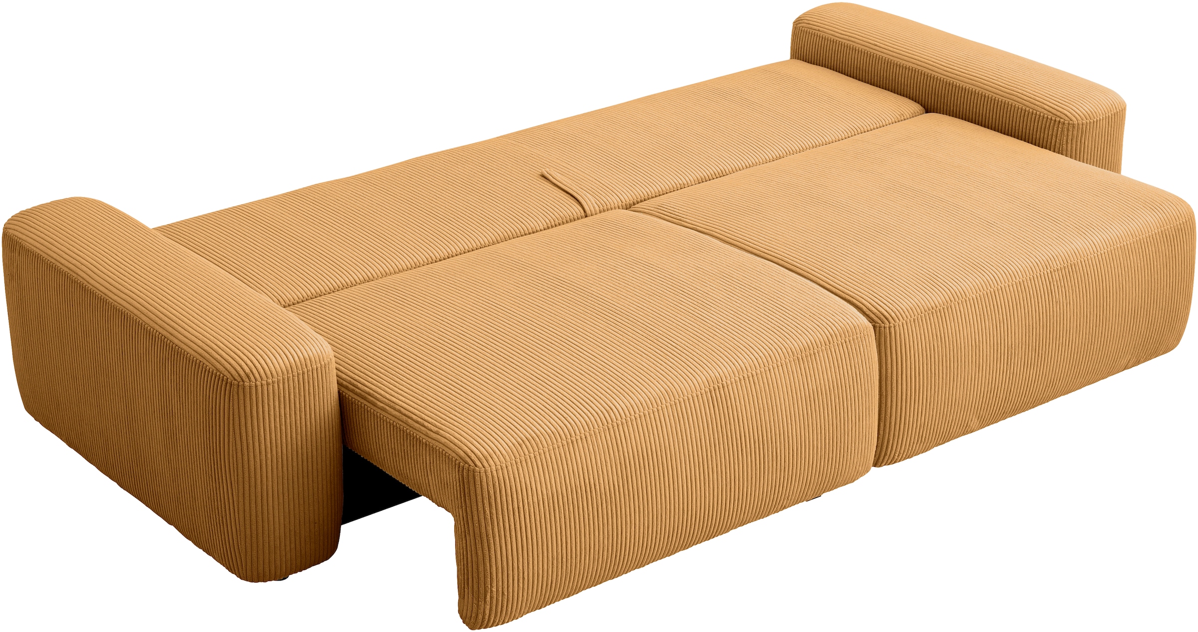 Home affaire 3-Sitzer »TORGE (257cm), Sofa,Schlafsofa in Cord, Samtvelours, Struktur fein« rundes Design, Schlaffunktion u. Bettkasten, Liegefläche: 135/200 cm
