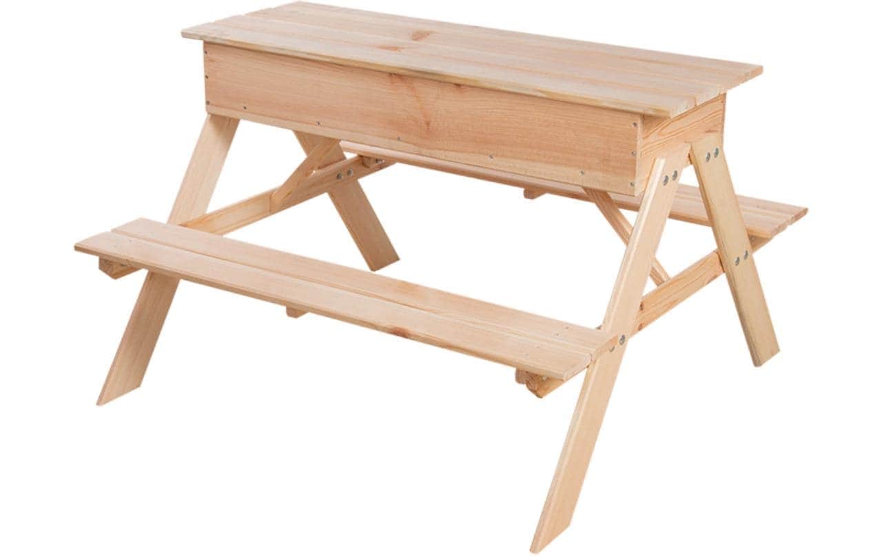 esschert design Bac à sable »Picknicktisch mit Sandkasten Holz 93 x 88 x 60 cm«